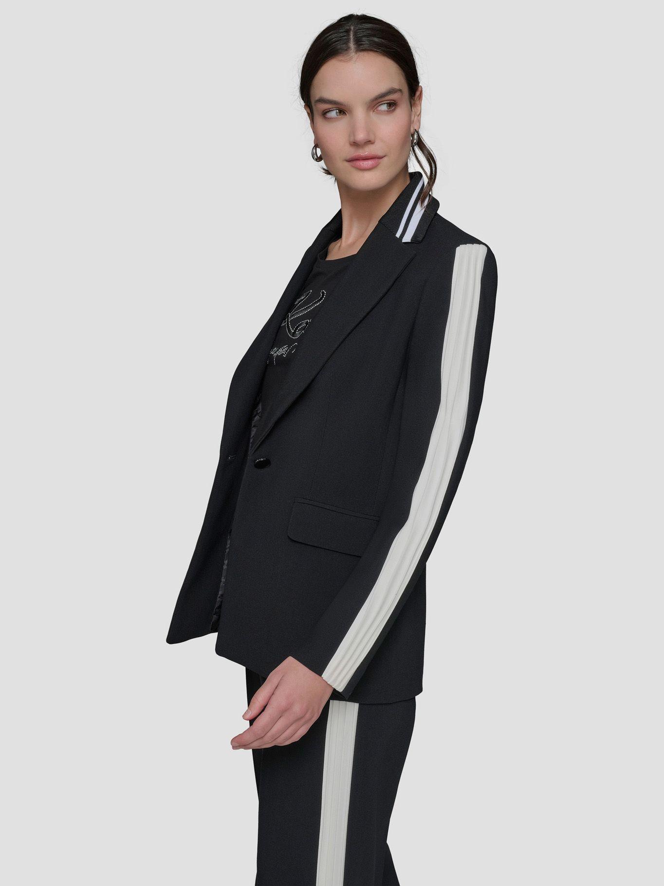 Blazer con ribete en contraste plisado-2