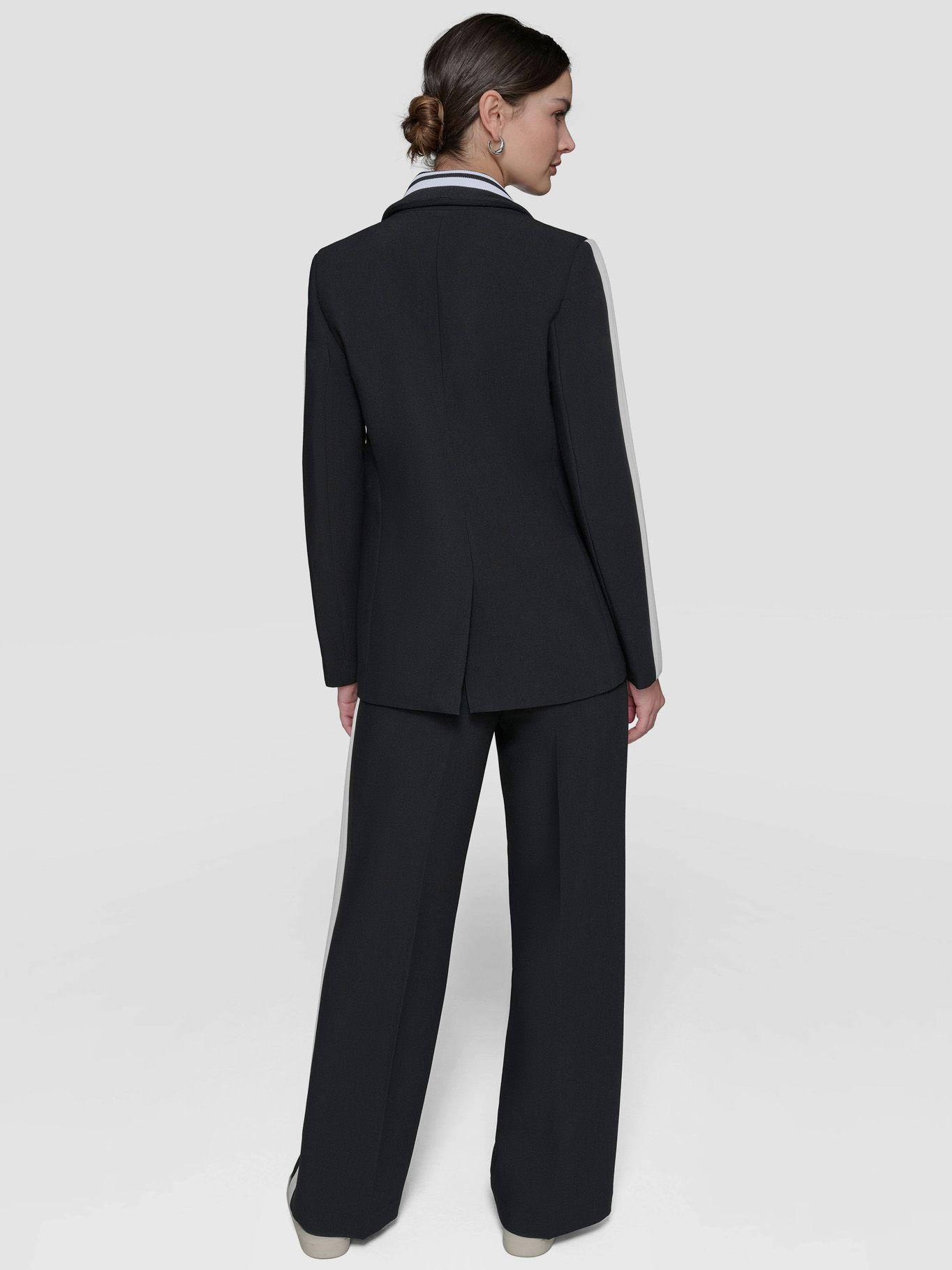 Blazer con ribete en contraste plisado-3