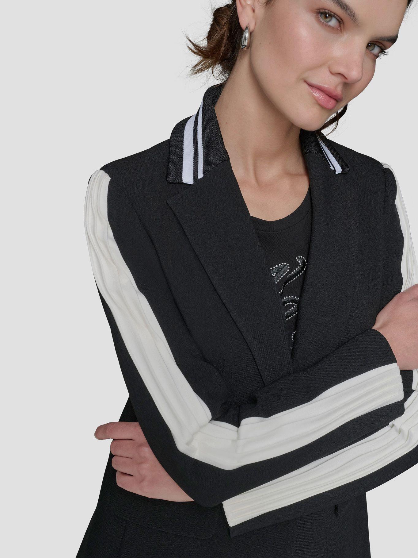 Blazer con ribete en contraste plisado-4