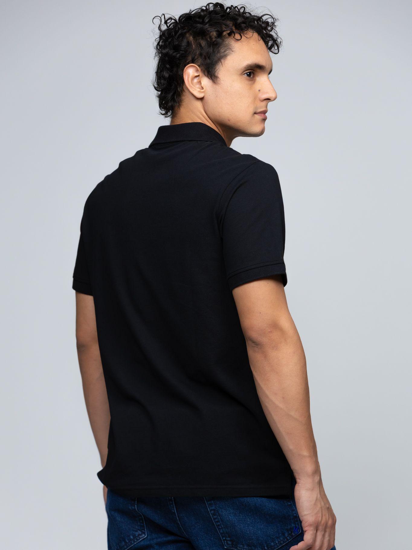 Polo Karl Cameo de manga corta Negro Karl Lagerfeld-3
