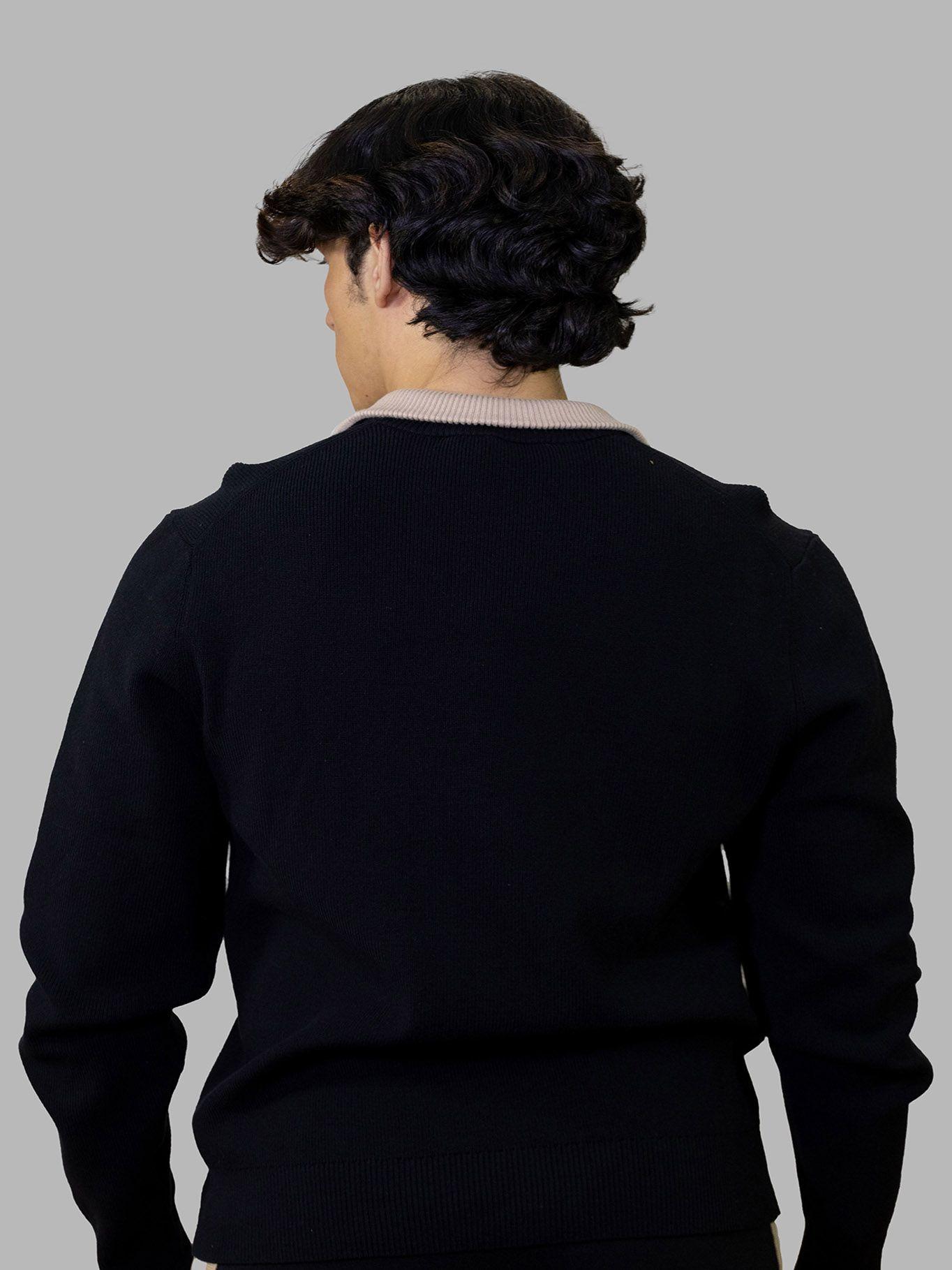 Sweater de cuello alto con media cremallera Negro Karl-1