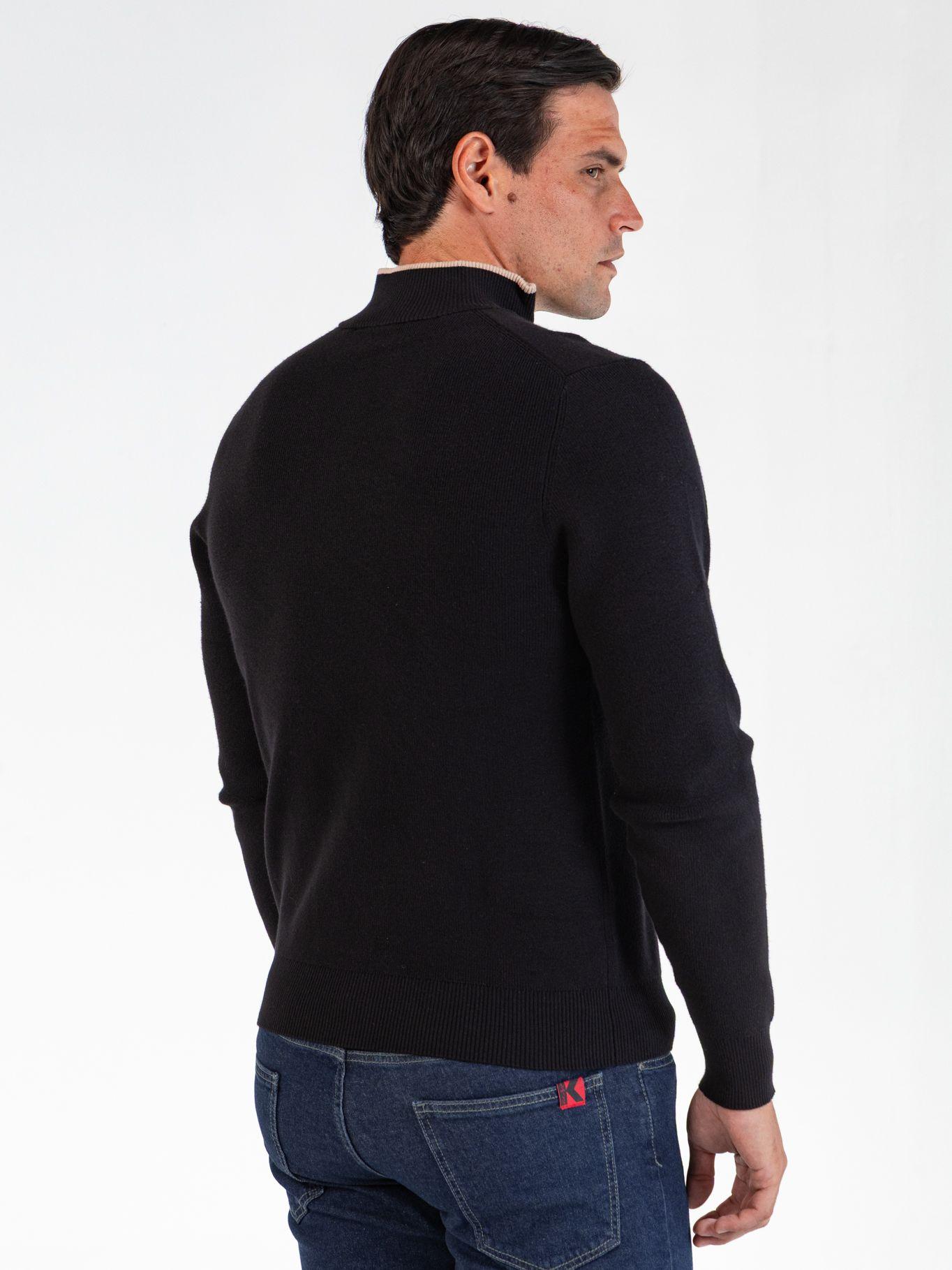 Sweater de cuello alto con media cremallera Negro Karl-2