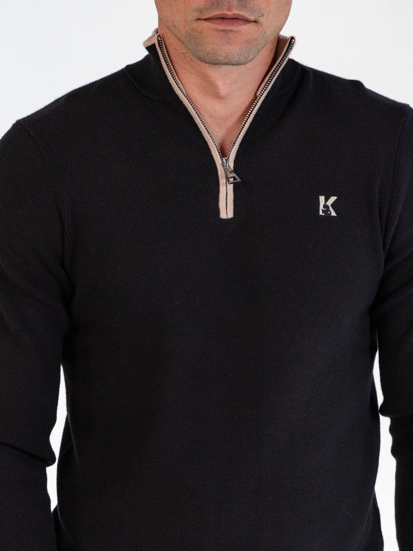 Sweater de cuello alto con media cremallera Negro Karl-4