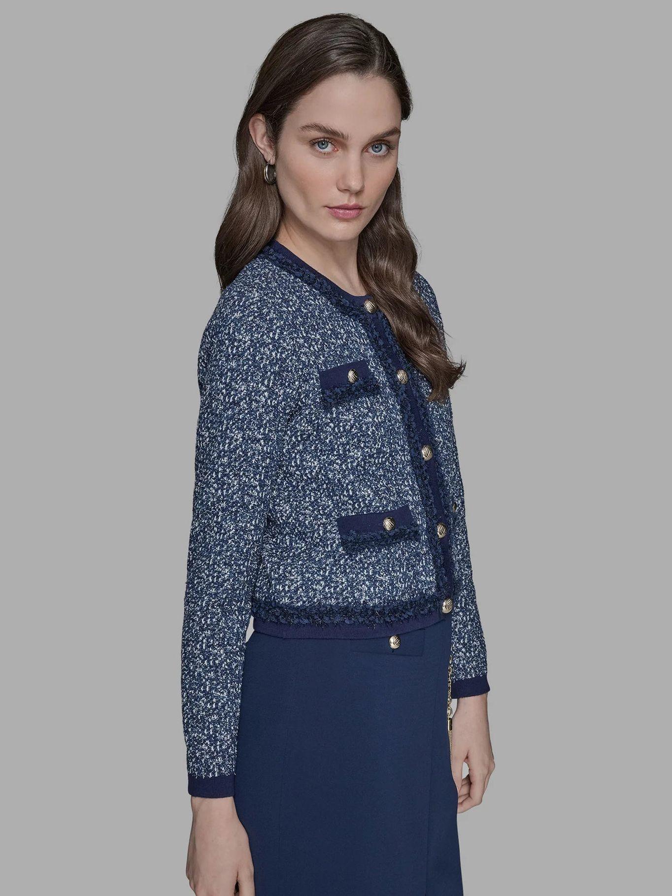 Sweater tipo chaqueta con cierre de botones Azul Karl-3