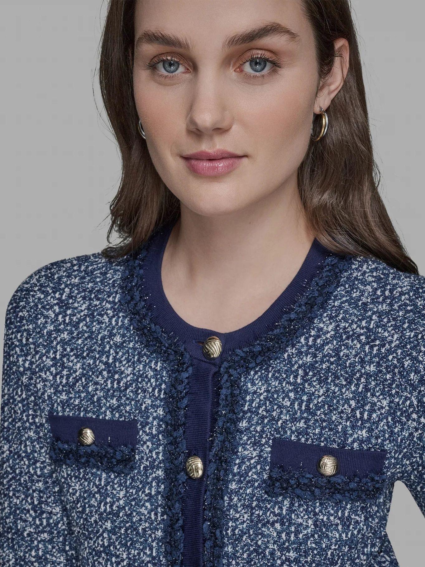Sweater tipo chaqueta con cierre de botones Azul Karl-4