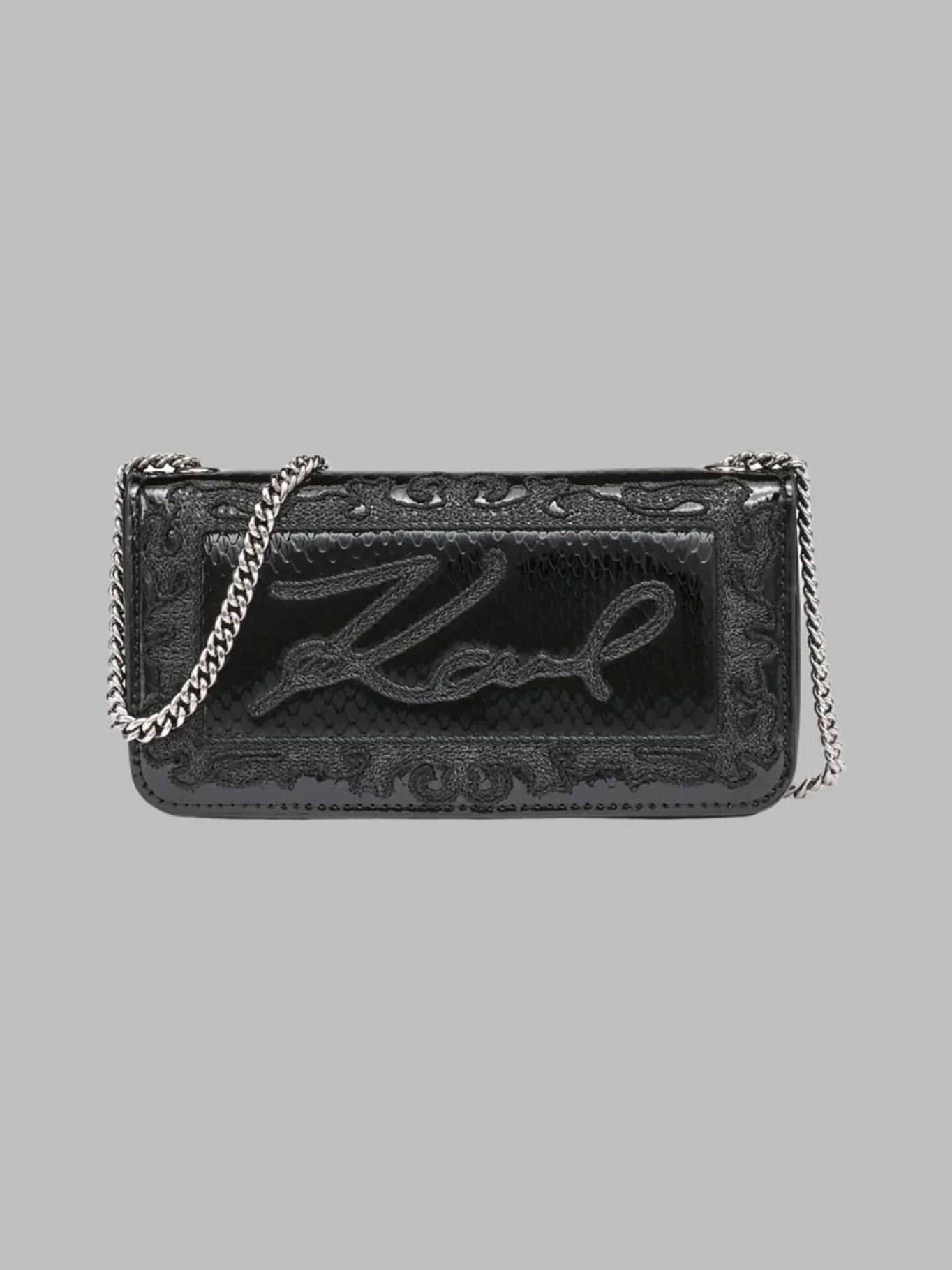 Cartera hombro logo bordado y cana metálica Negro-0