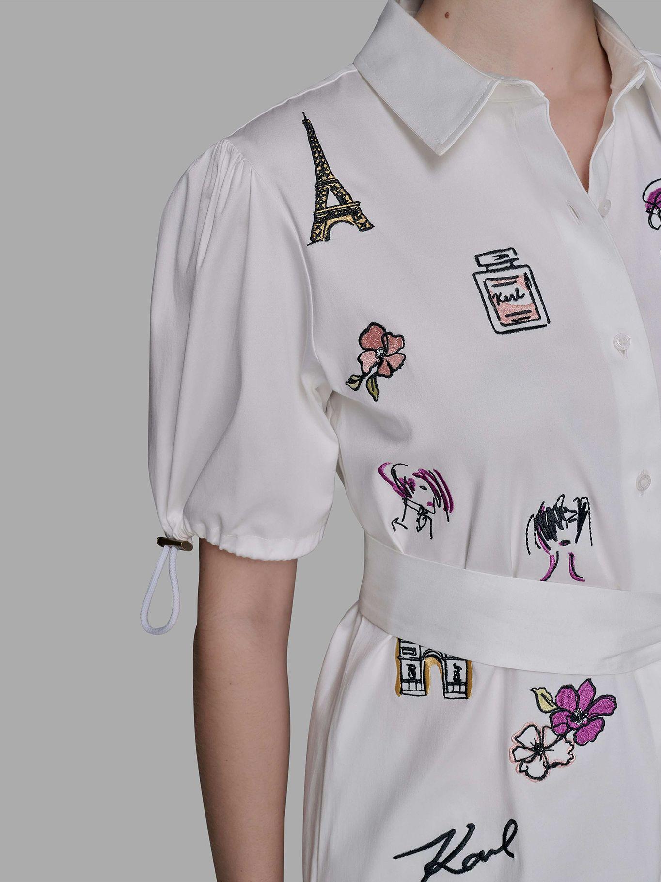 Vestido bordado distintivo Karl Blanco Karl Lagerfeld-5