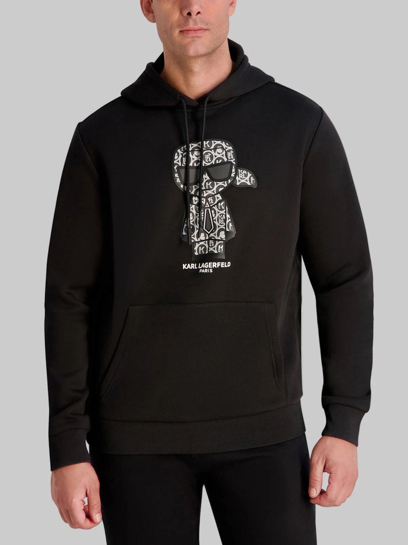 Polerón felpa y gorro monograma Karl Negro Karl-0