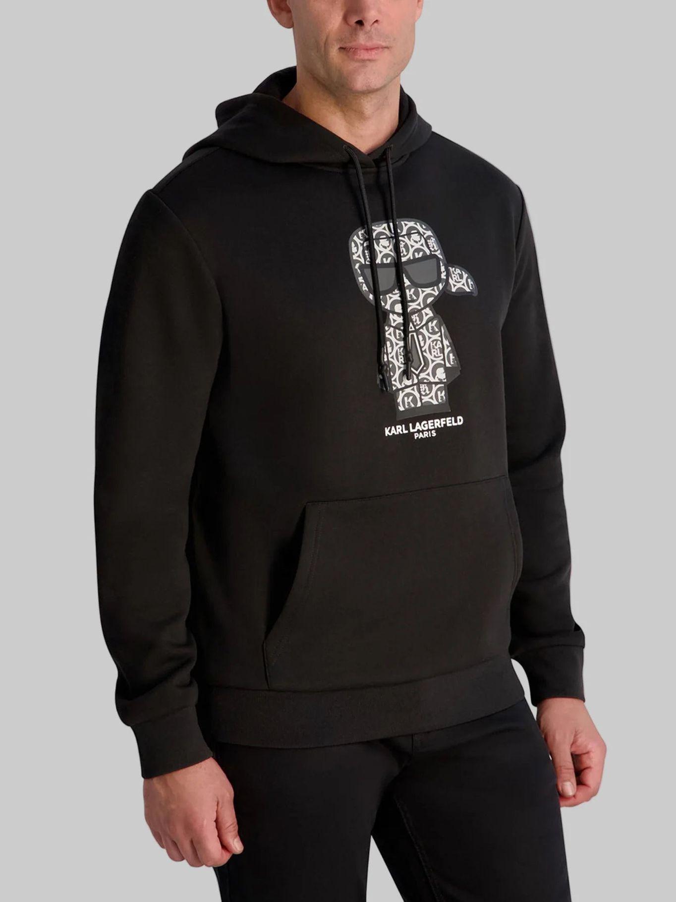 Polerón felpa y gorro monograma Karl Negro Karl-3