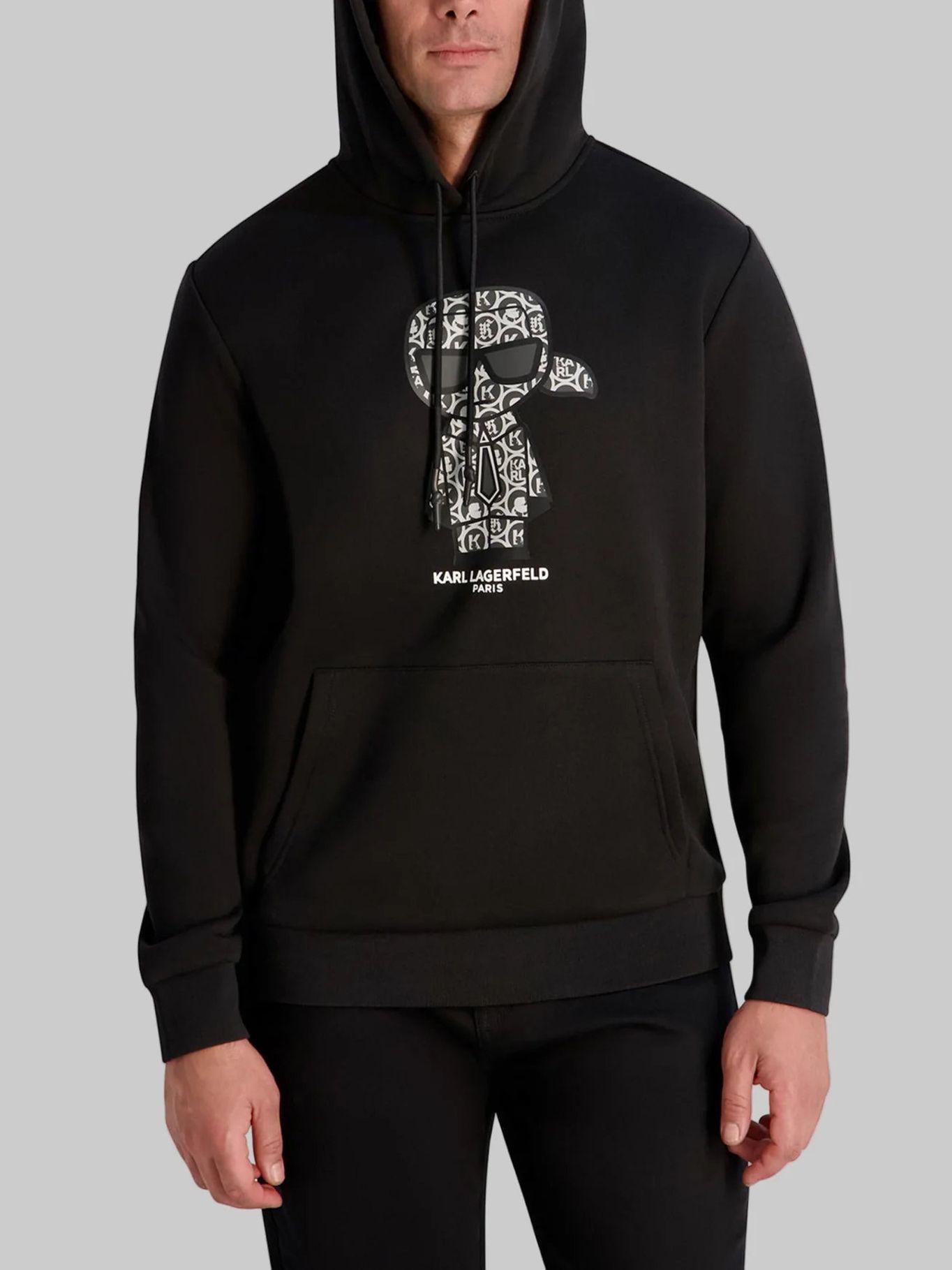 Polerón felpa y gorro monograma Karl Negro Karl-4