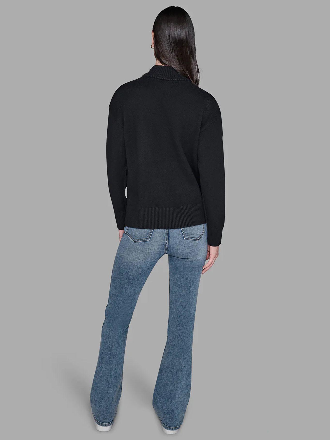 Sweater cuello alto parches distintivos  Negro-2