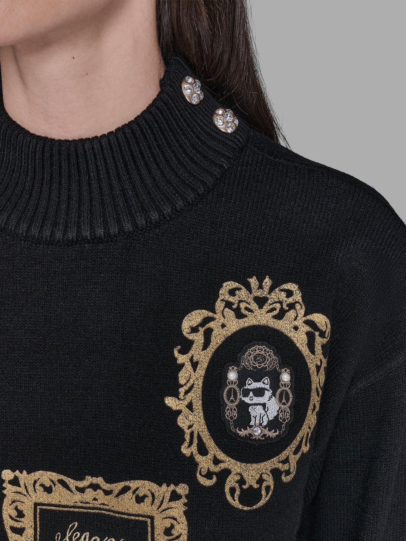 Sweater cuello alto parches distintivos  Negro-3