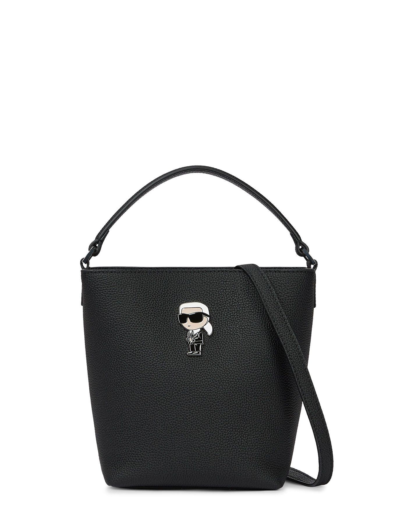Cartera bucket Ikon Pebble Negro Karl Lagerfeld-0