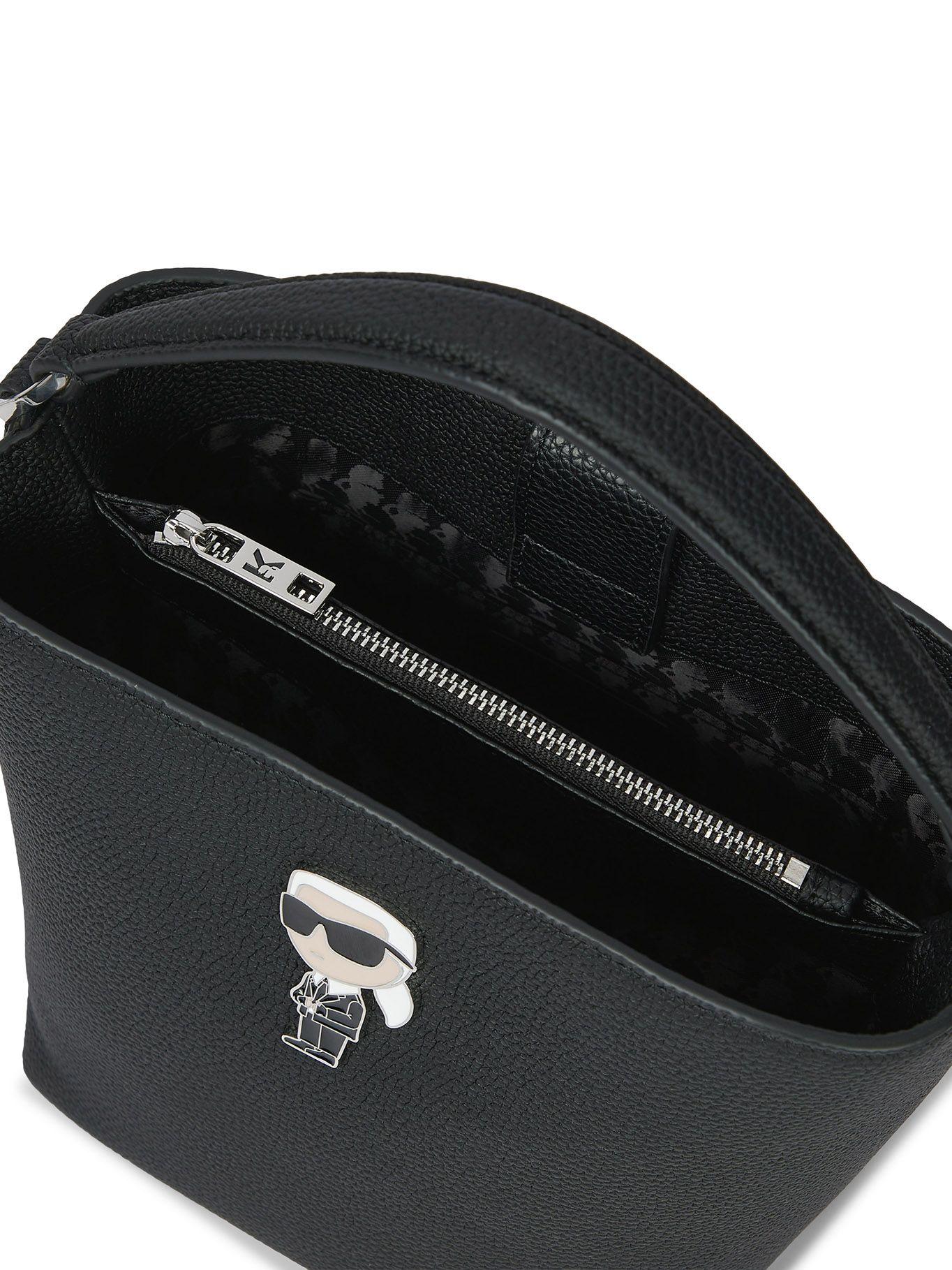 Cartera bucket Ikon Pebble Negro Karl Lagerfeld-2