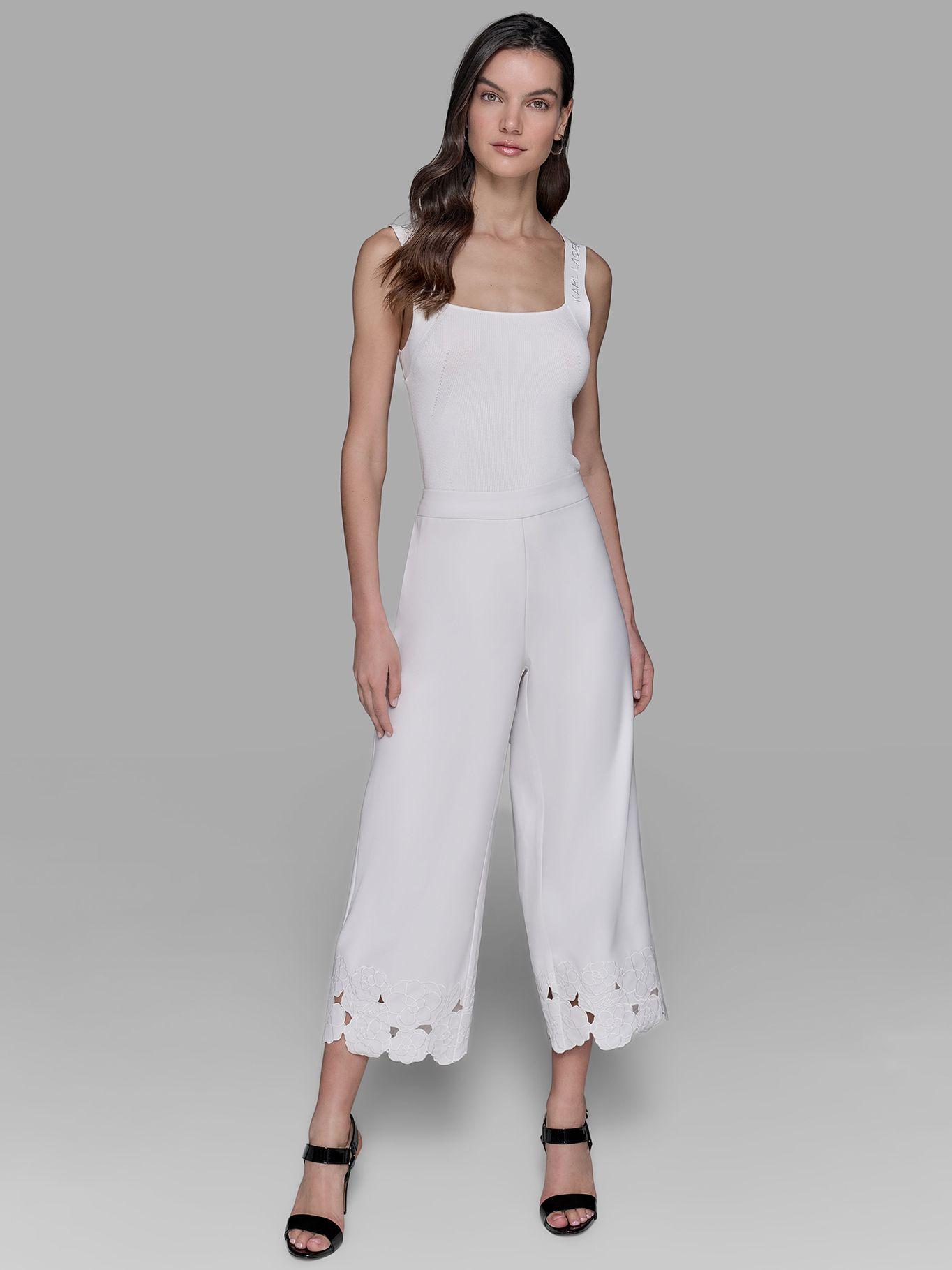 Pantalón con detalles bordados Blanco Karl Lagerfeld-1