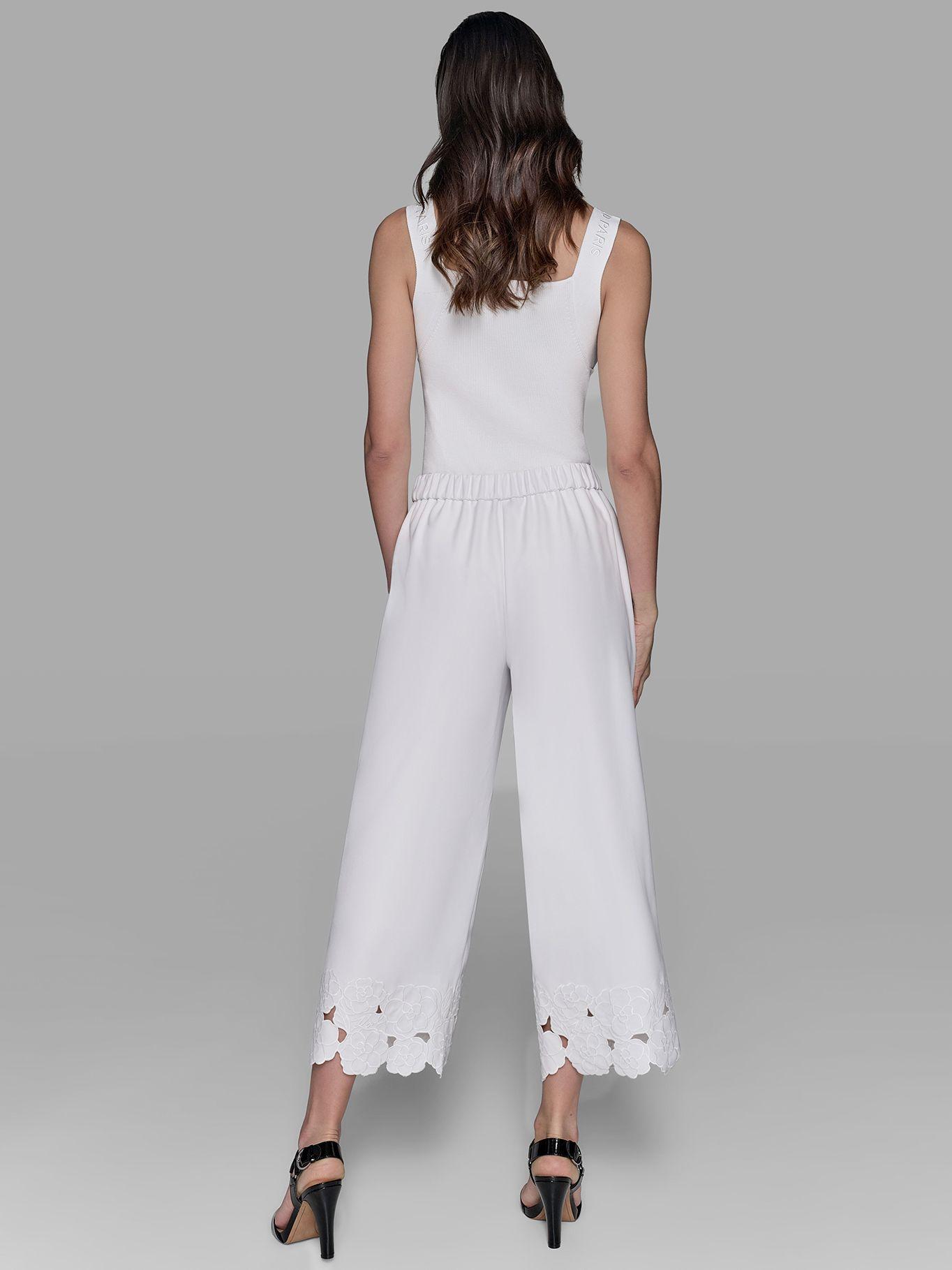 Pantalón con detalles bordados Blanco Karl Lagerfeld-3