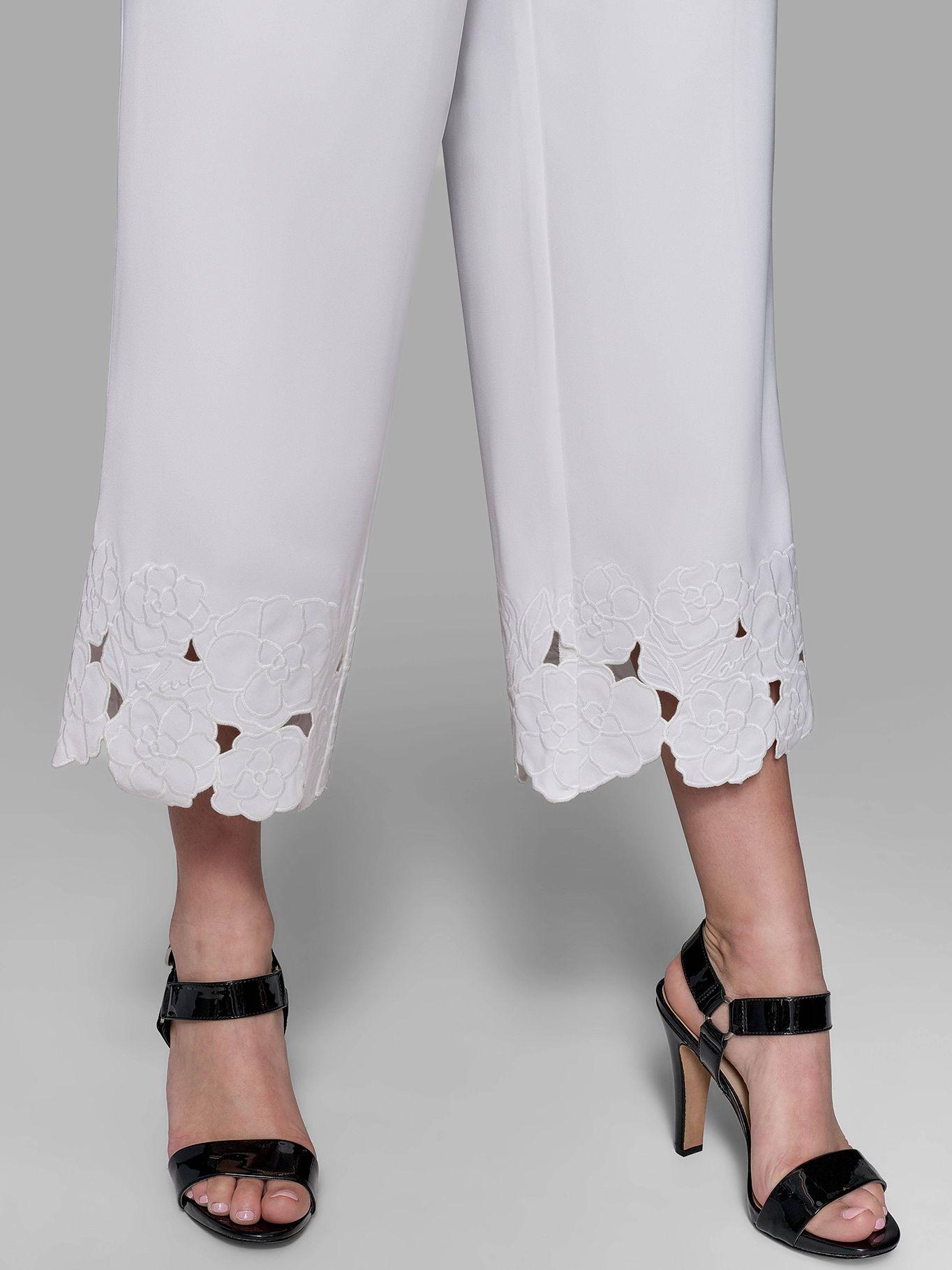 Pantalón con detalles bordados Blanco Karl Lagerfeld-4