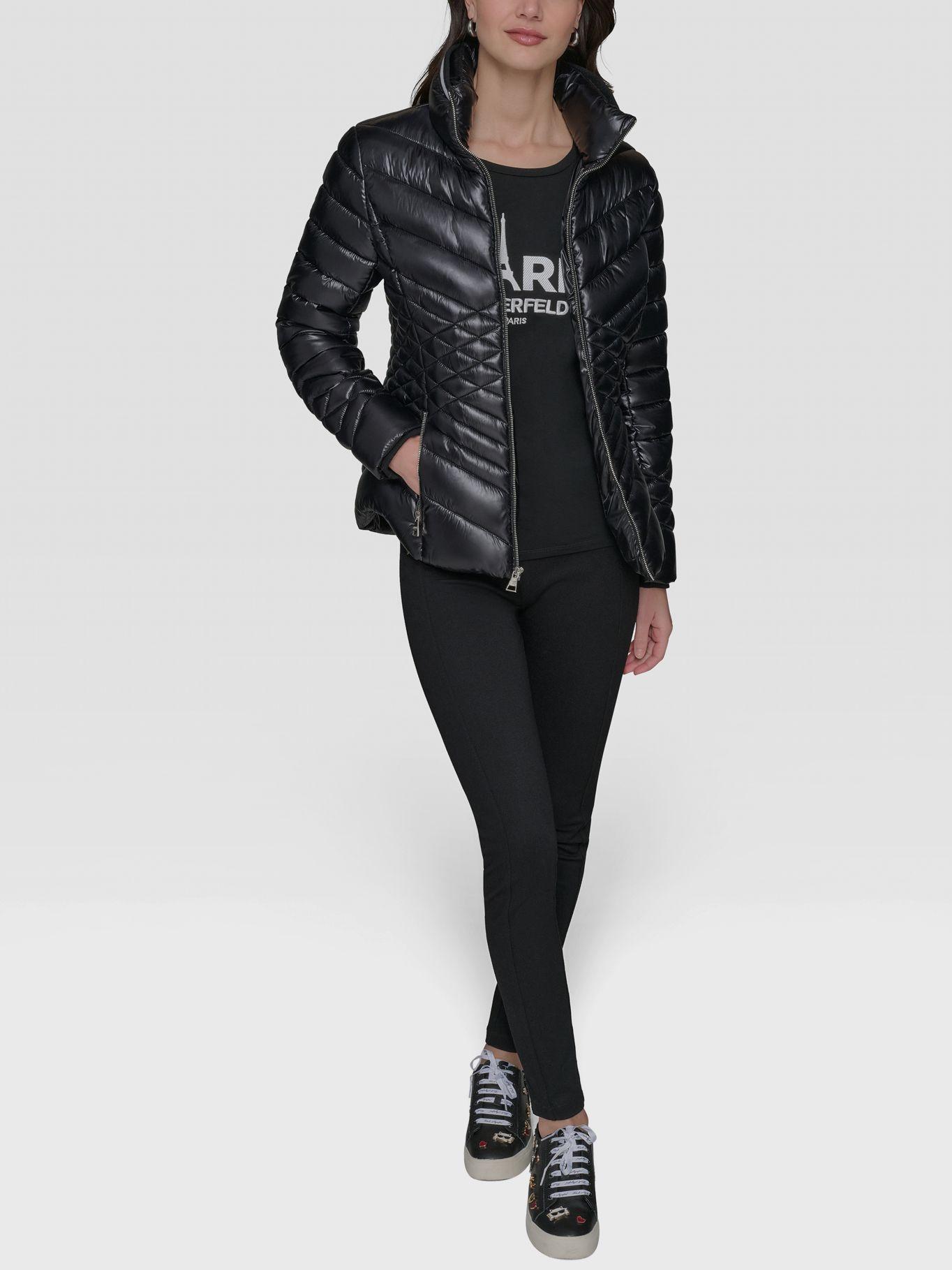 Chaqueta puffer con cuello alto Negro Karl Lagerfeld-1