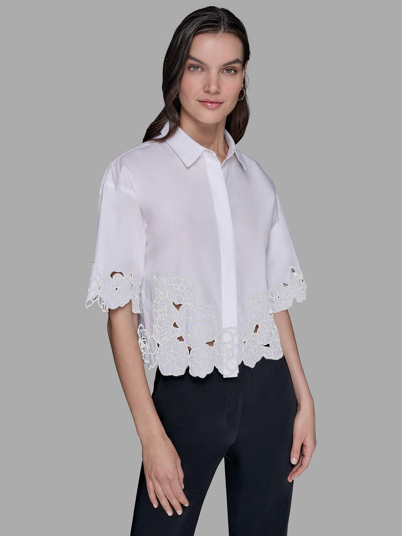 Camisa diseño de recorte floral Blanco Karl Lagerfeld-0