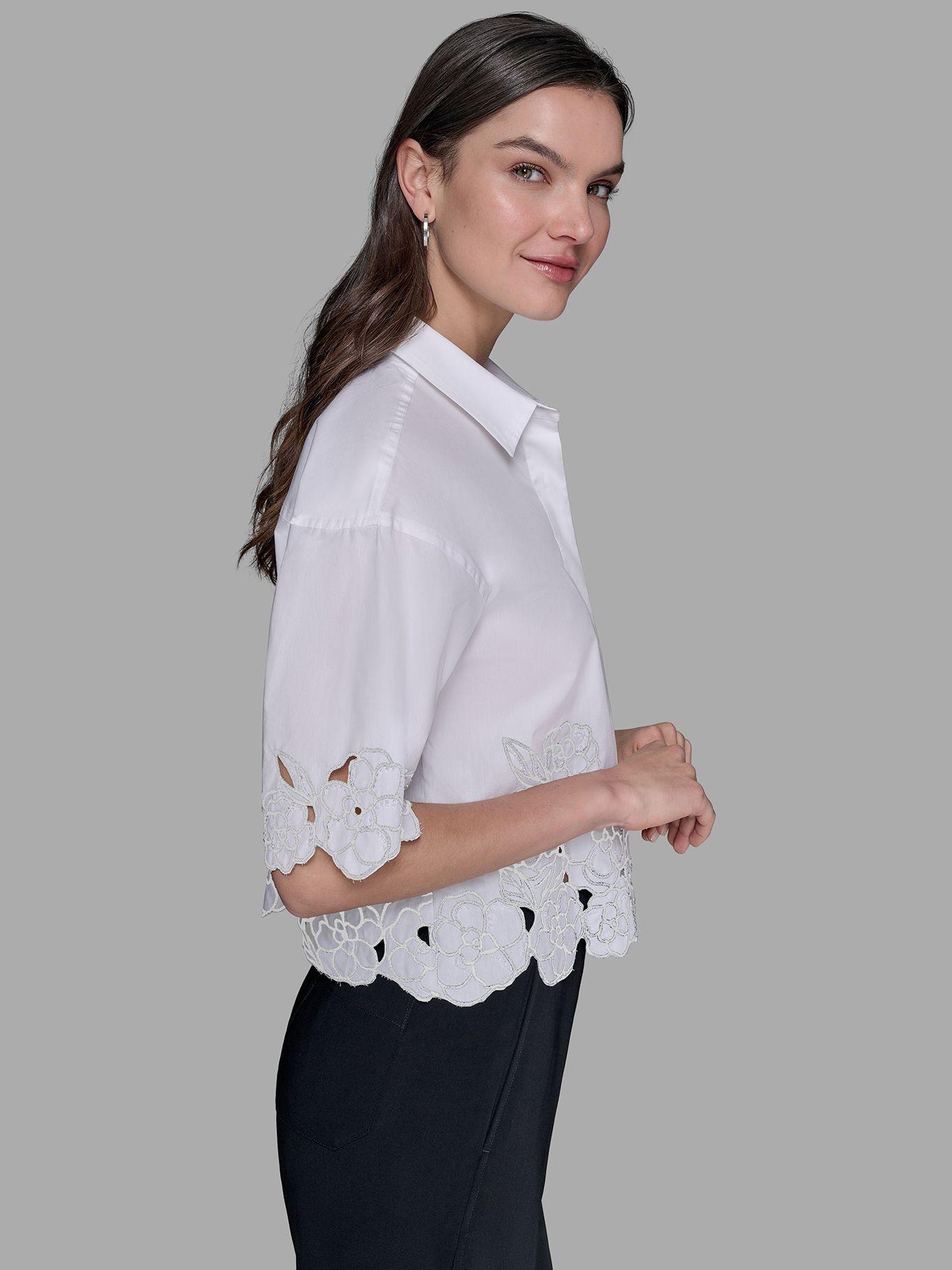 Camisa diseño de recorte floral Blanco Karl Lagerfeld-3