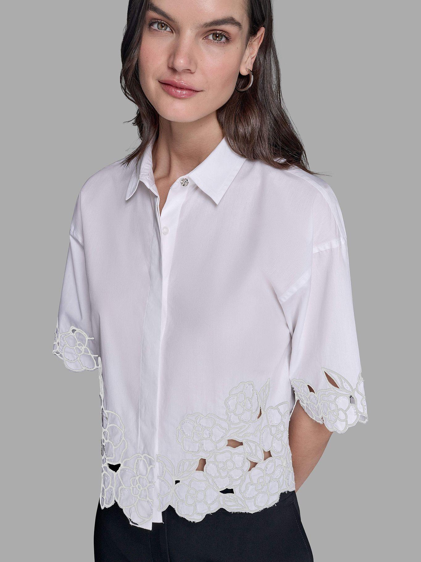 Camisa diseño de recorte floral Blanco Karl Lagerfeld-4