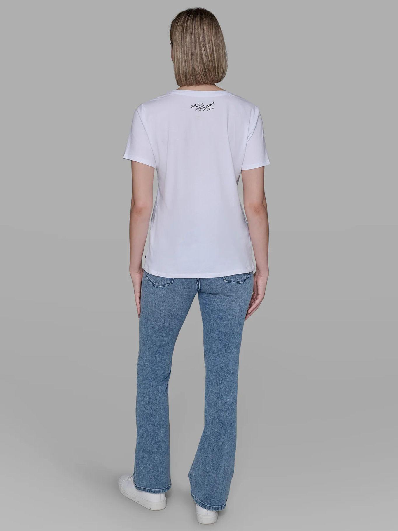 Polera con detalle de lentejuelas Blanco Karl Lagerfeld-2