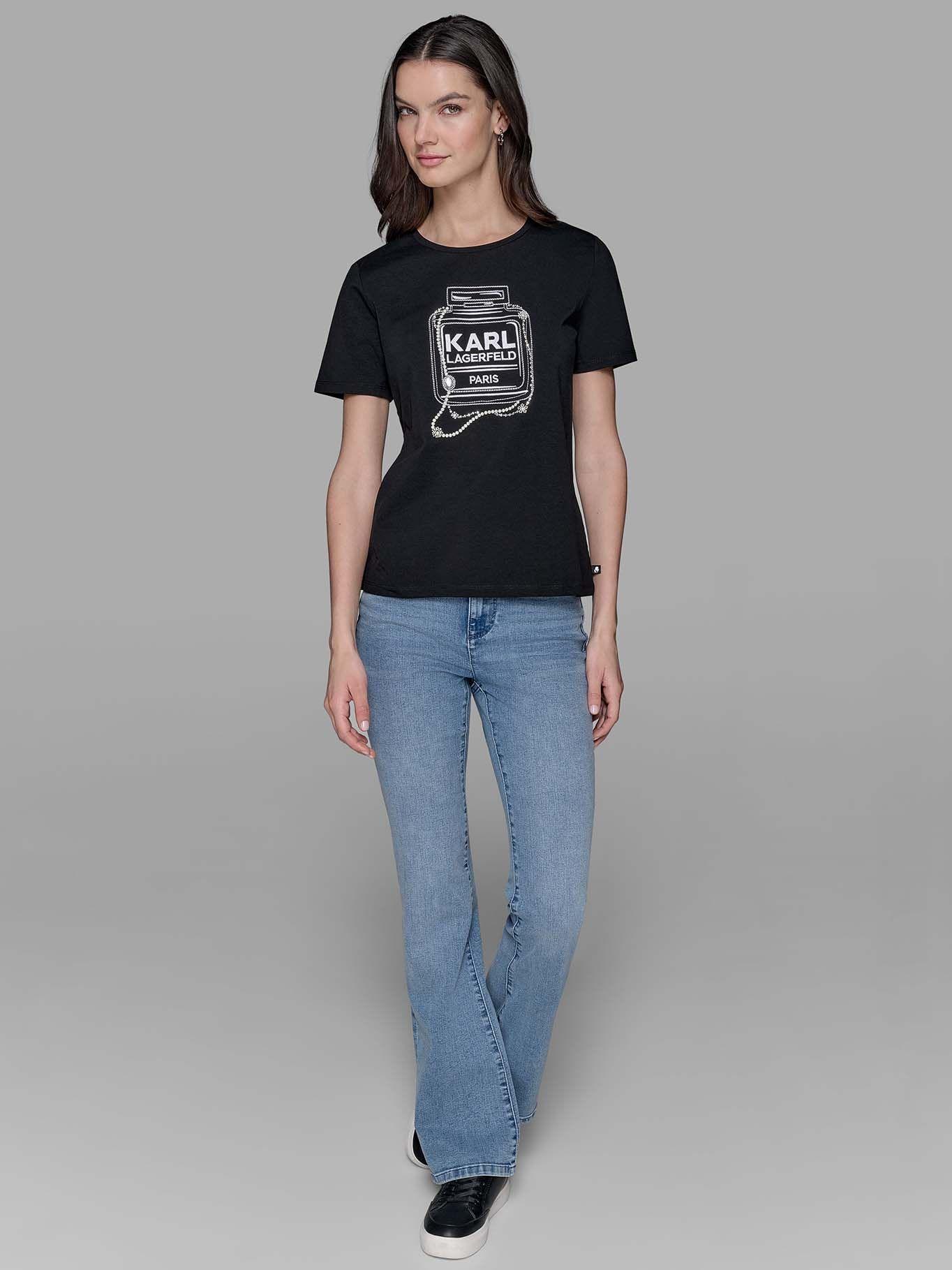 Polera de estampado perfume Karl Negro Karl Lagerfeld-0