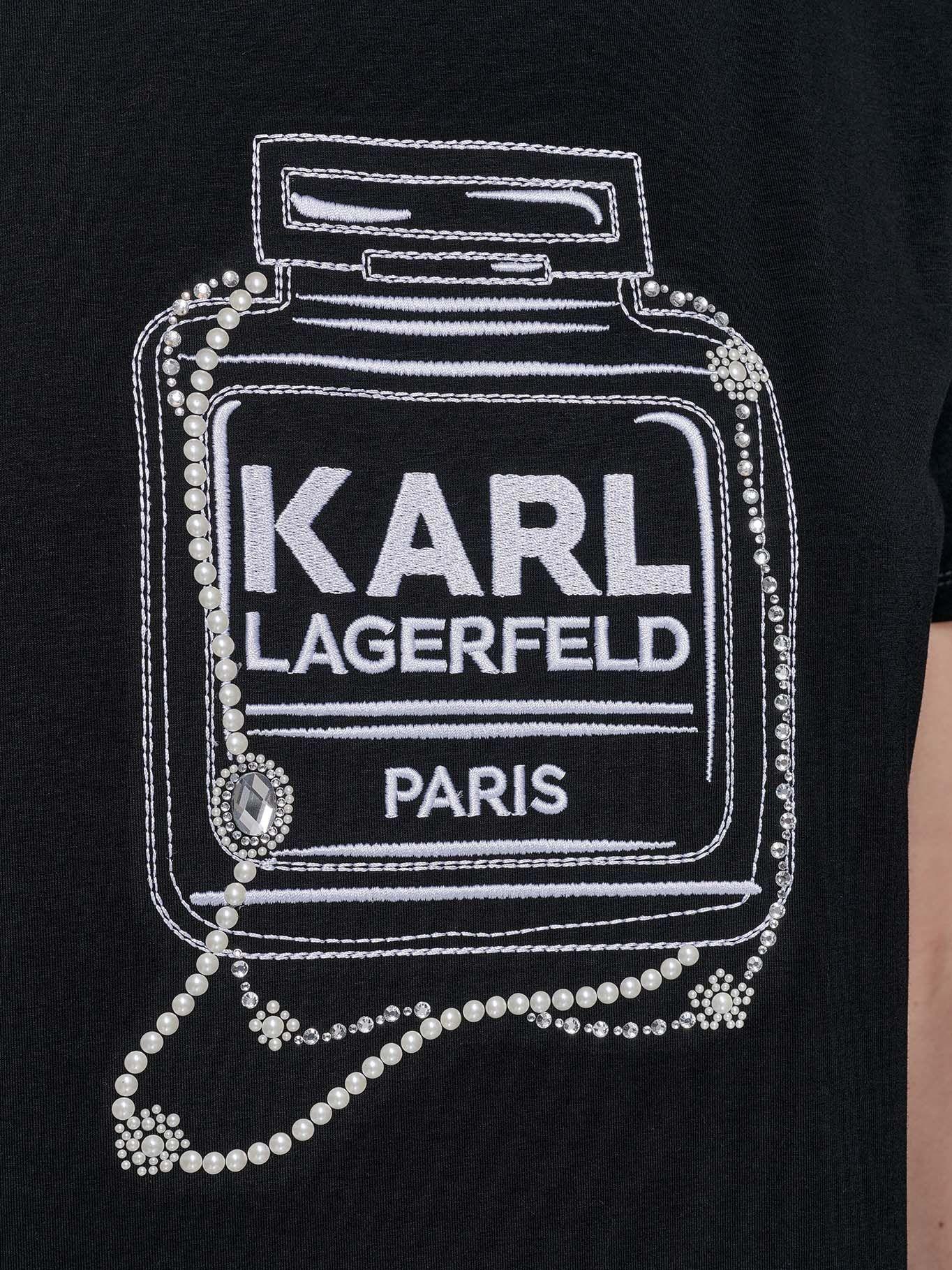 Polera de estampado perfume Karl Negro Karl Lagerfeld-5