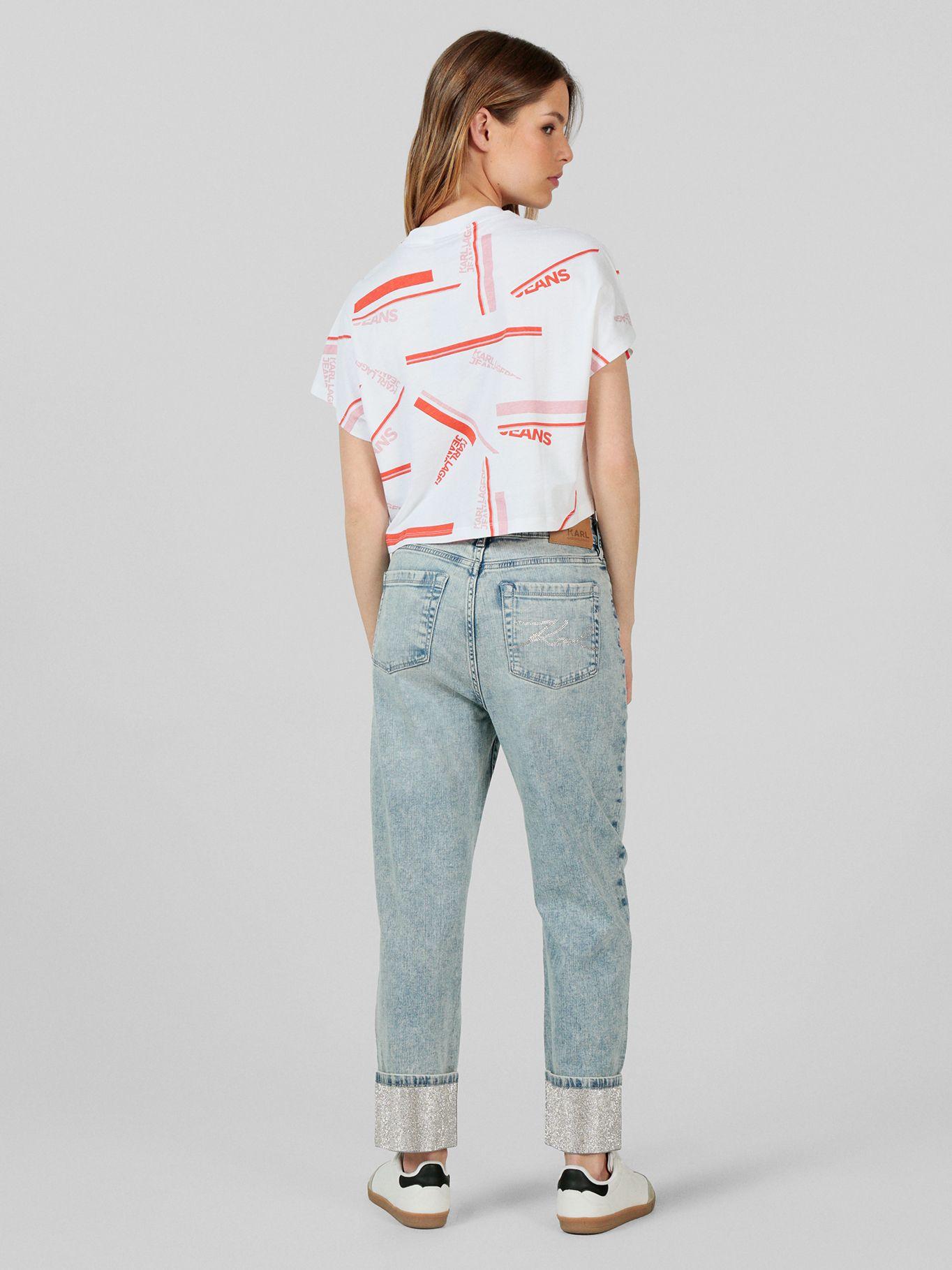 Polera cropped estampado gráfico Blanco Karl Lagerfeld-3