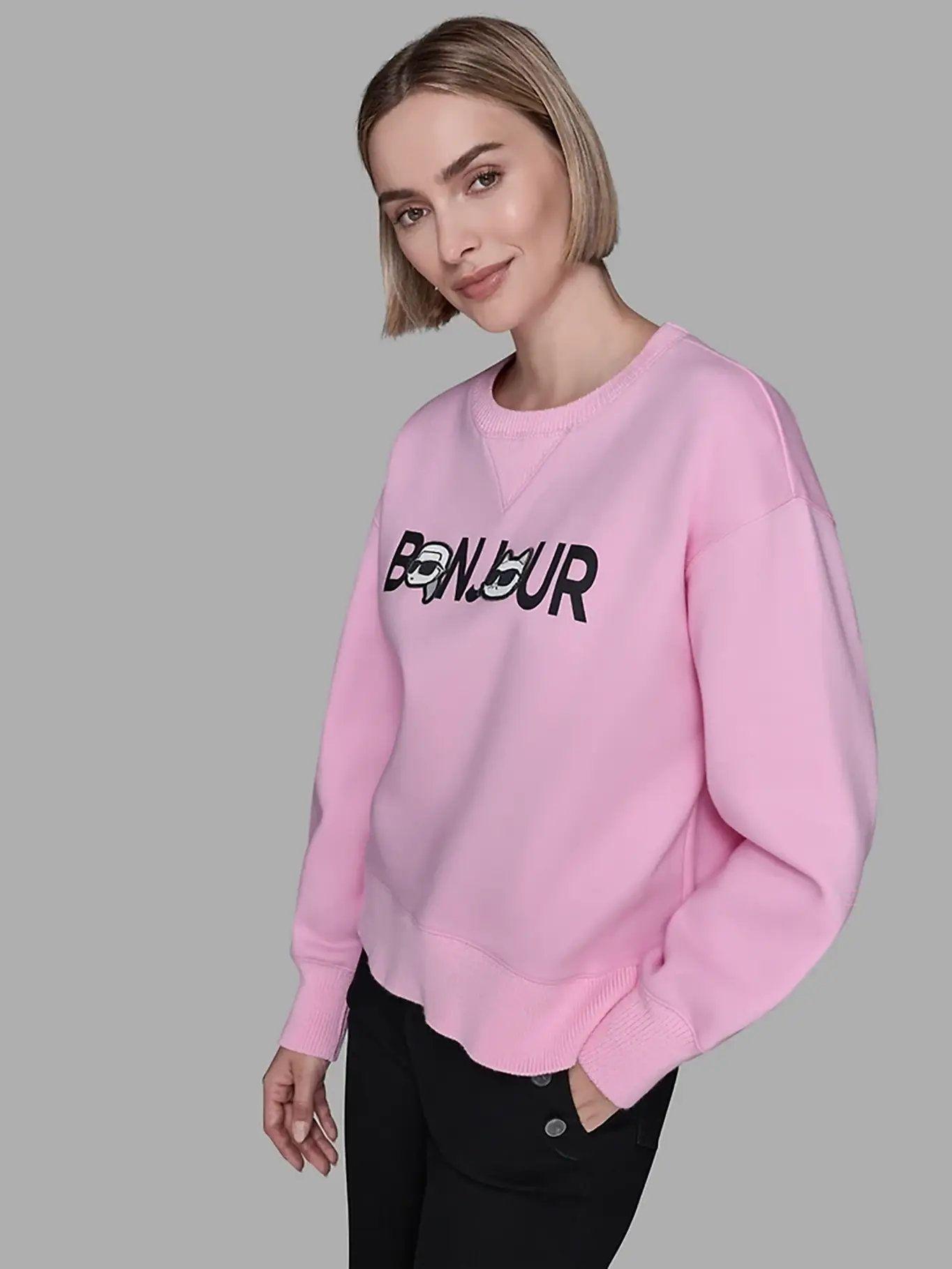 Polerón felpa Bonjour Karl Choupette Rosado Karl-3