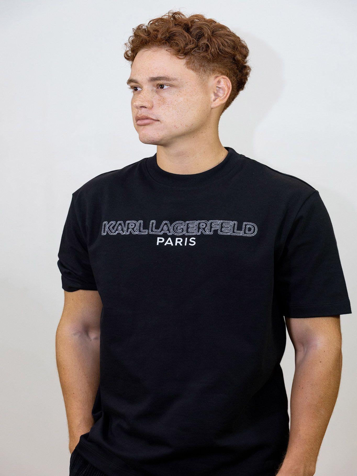 Polera con logo estampado doble 30s Negro Karl-0