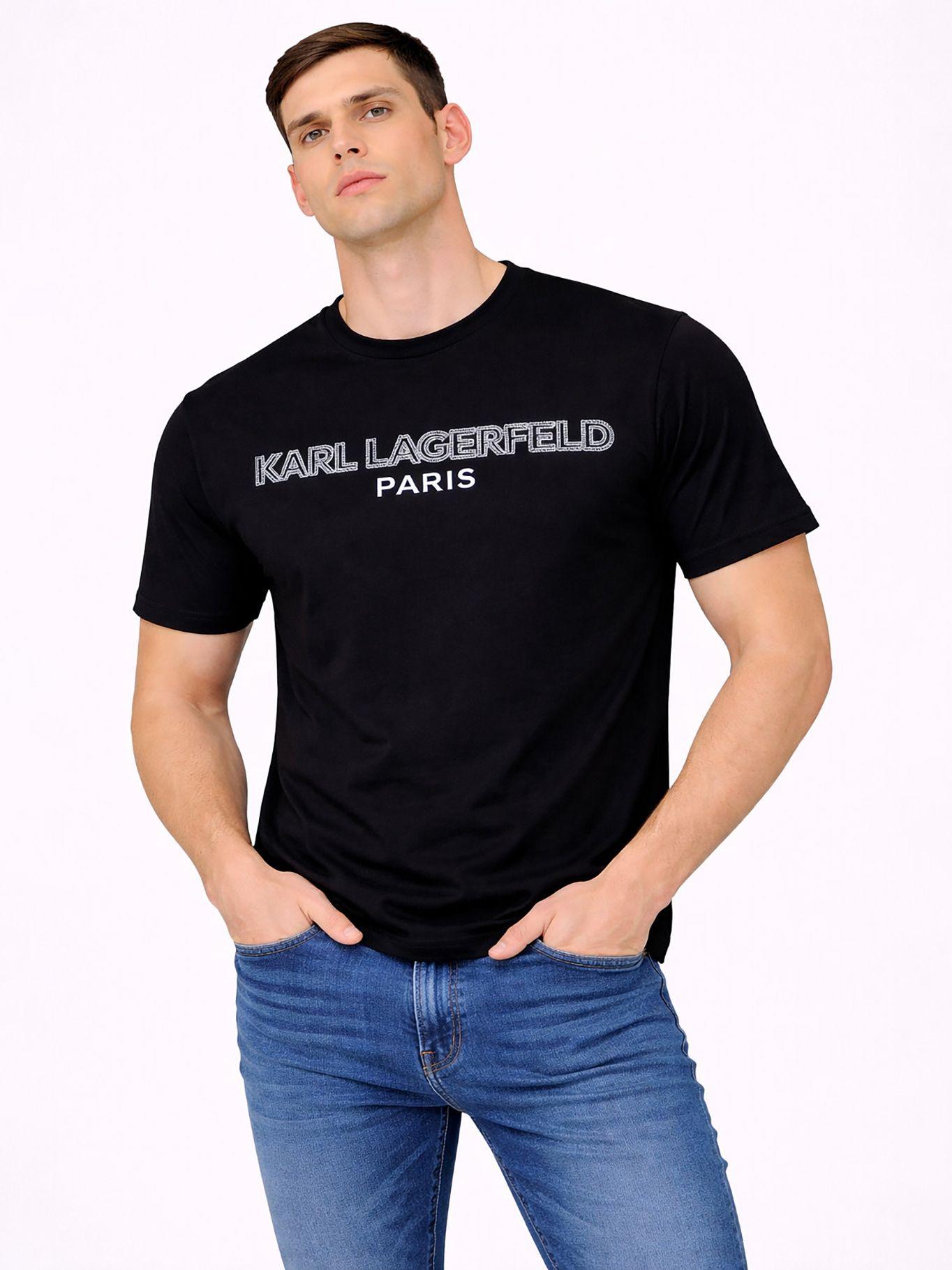 Polera con logo estampado doble 30s Negro Karl-0