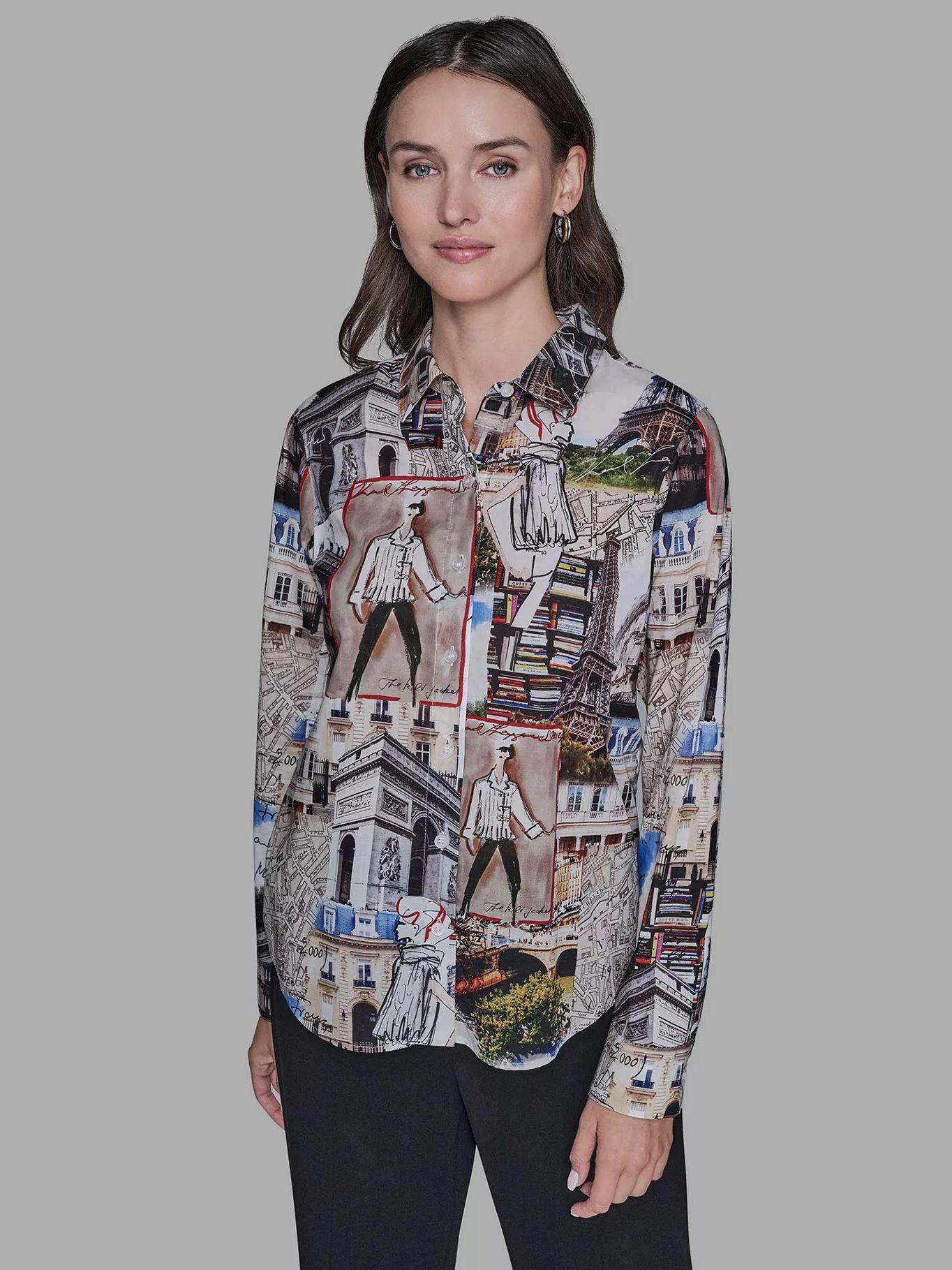 Camisa de estampado de ciudad Multicolor Karl Lagerfeld-0