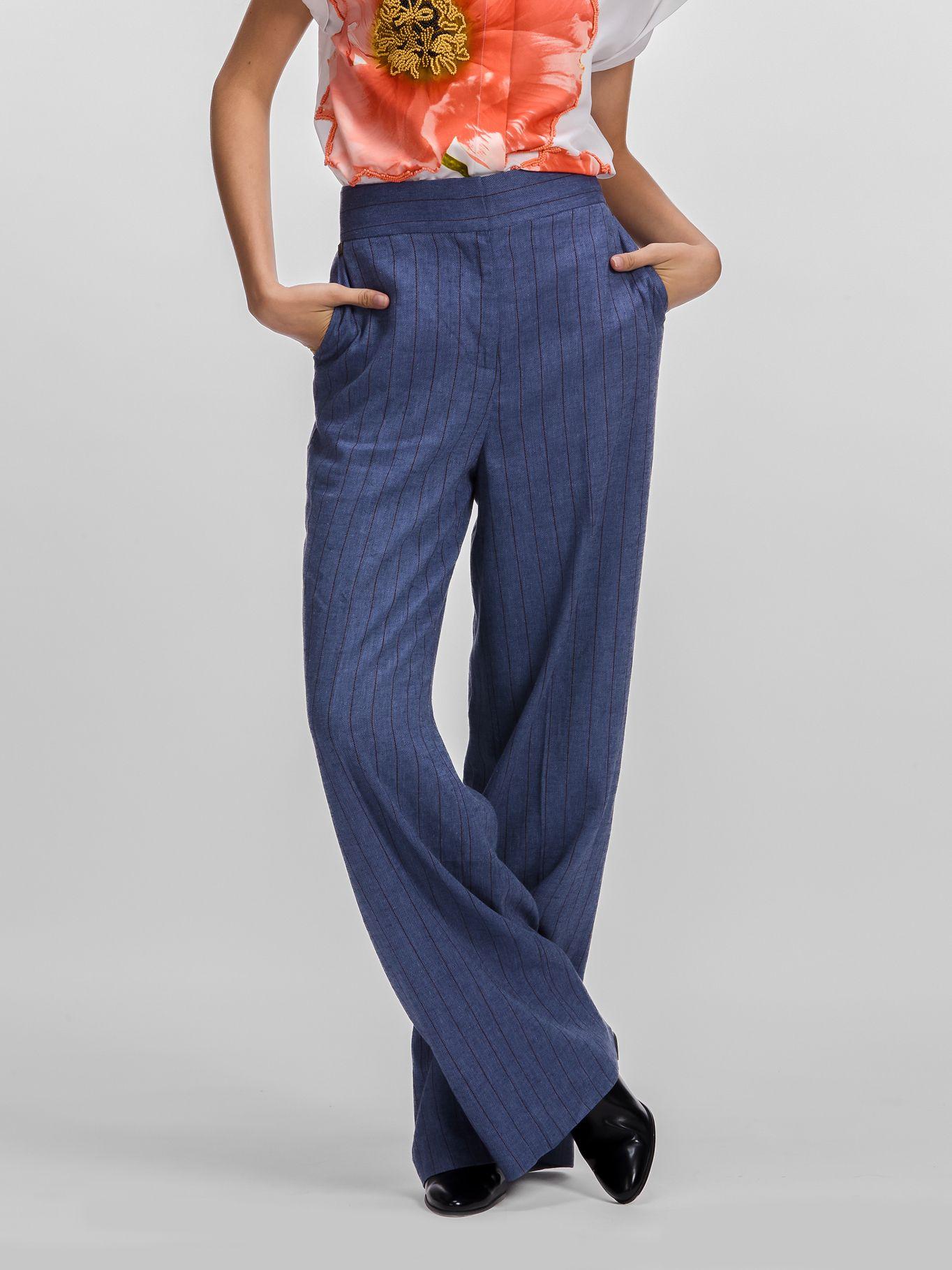 Pantalón de lino con corte relajado Azul Karl Lagerfeld-0