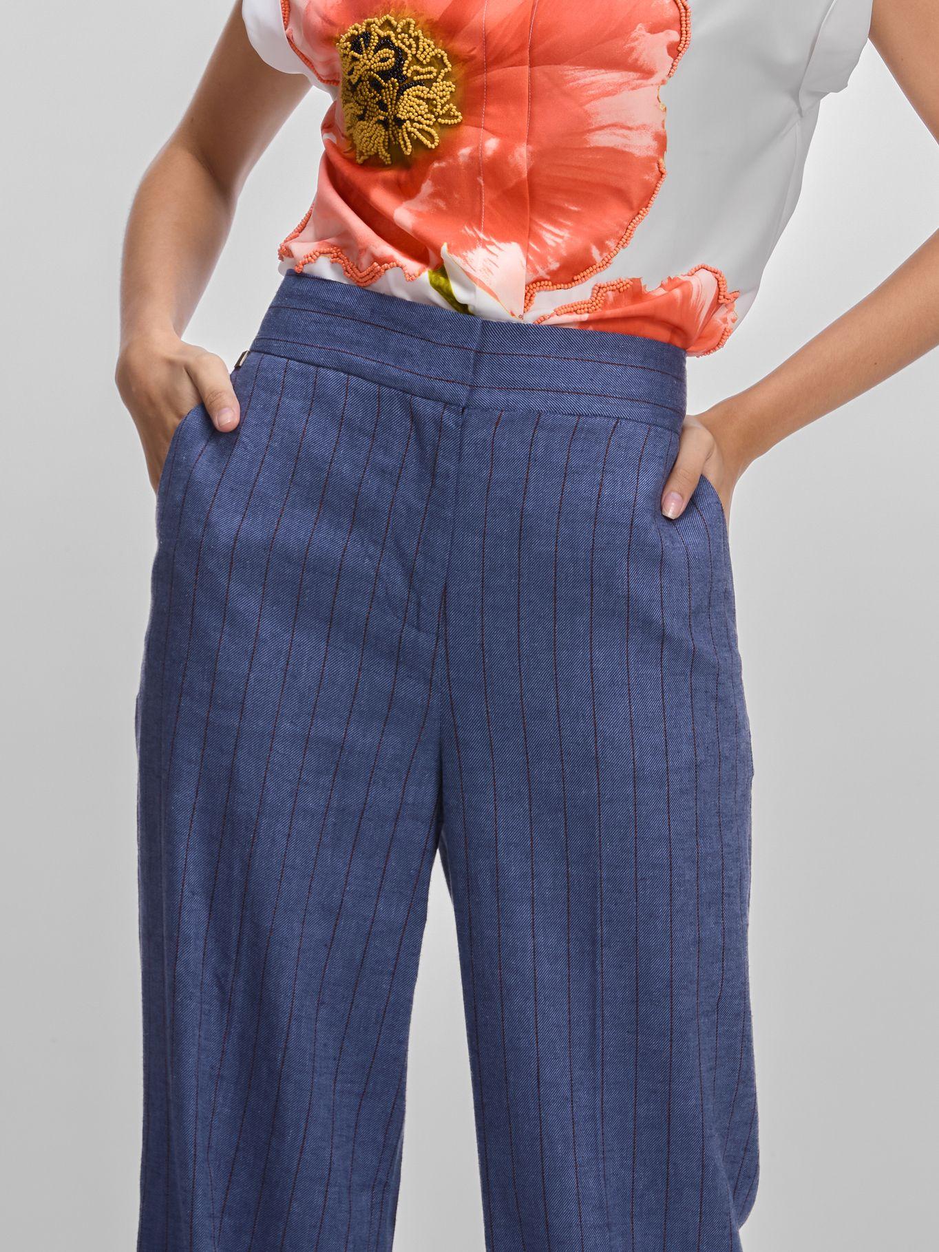 Pantalón de lino con corte relajado Azul Karl Lagerfeld-1