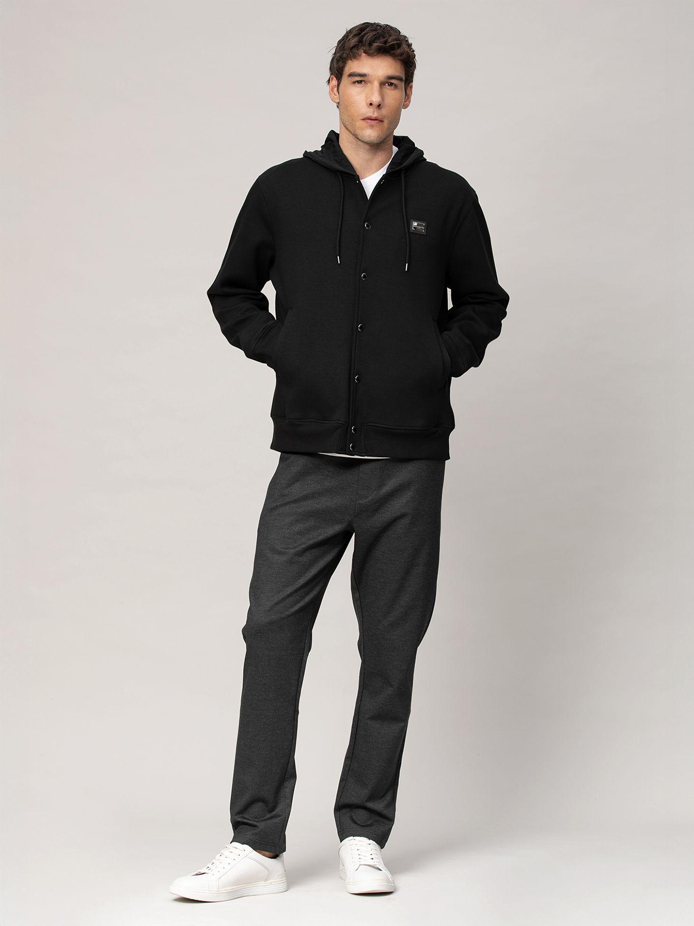 Chaqueta bomber con gorro de nailon Negro Karl-1