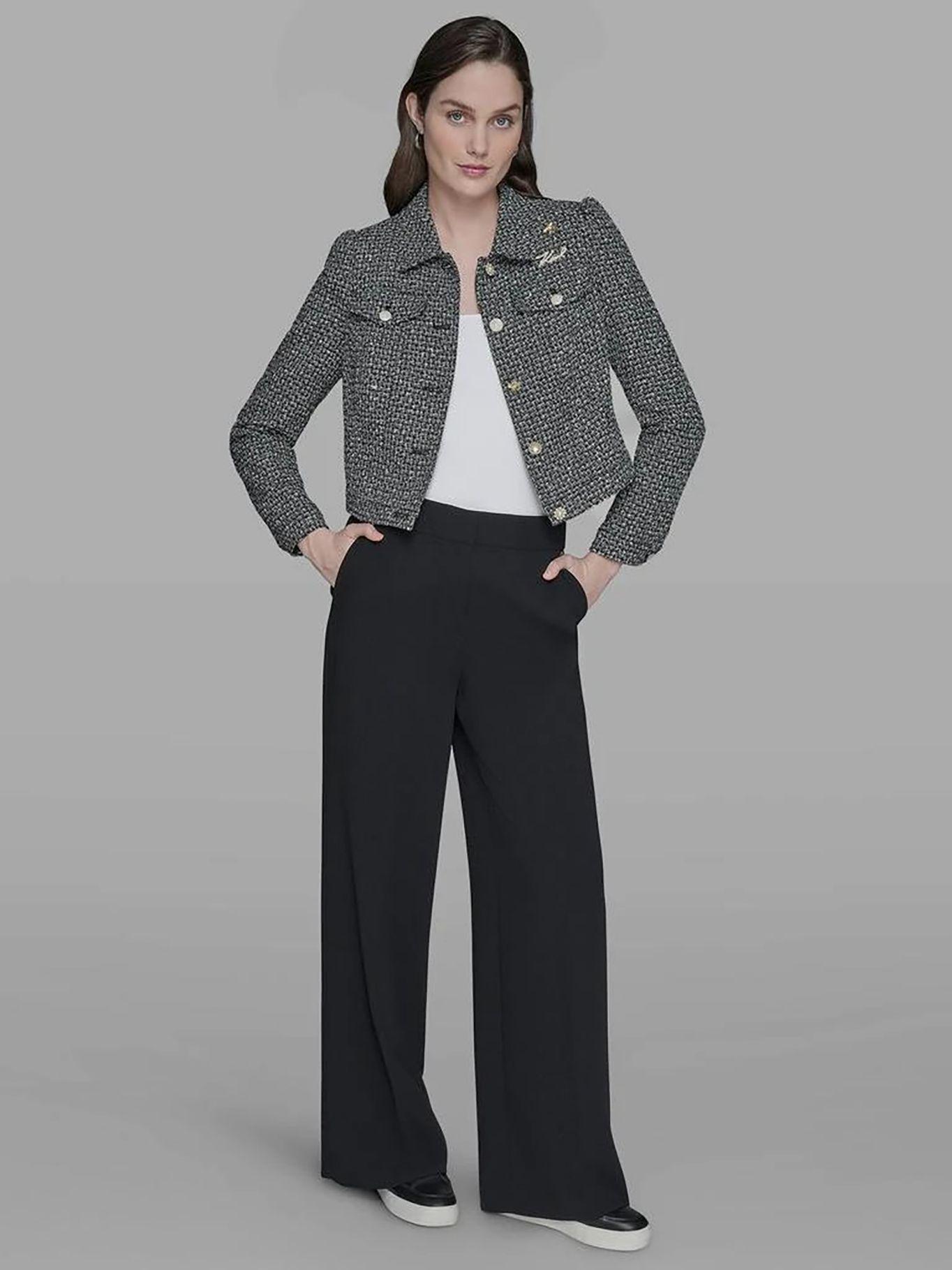 Chaqueta cropped de tweed Multicolor Karl Lagerfeld-1