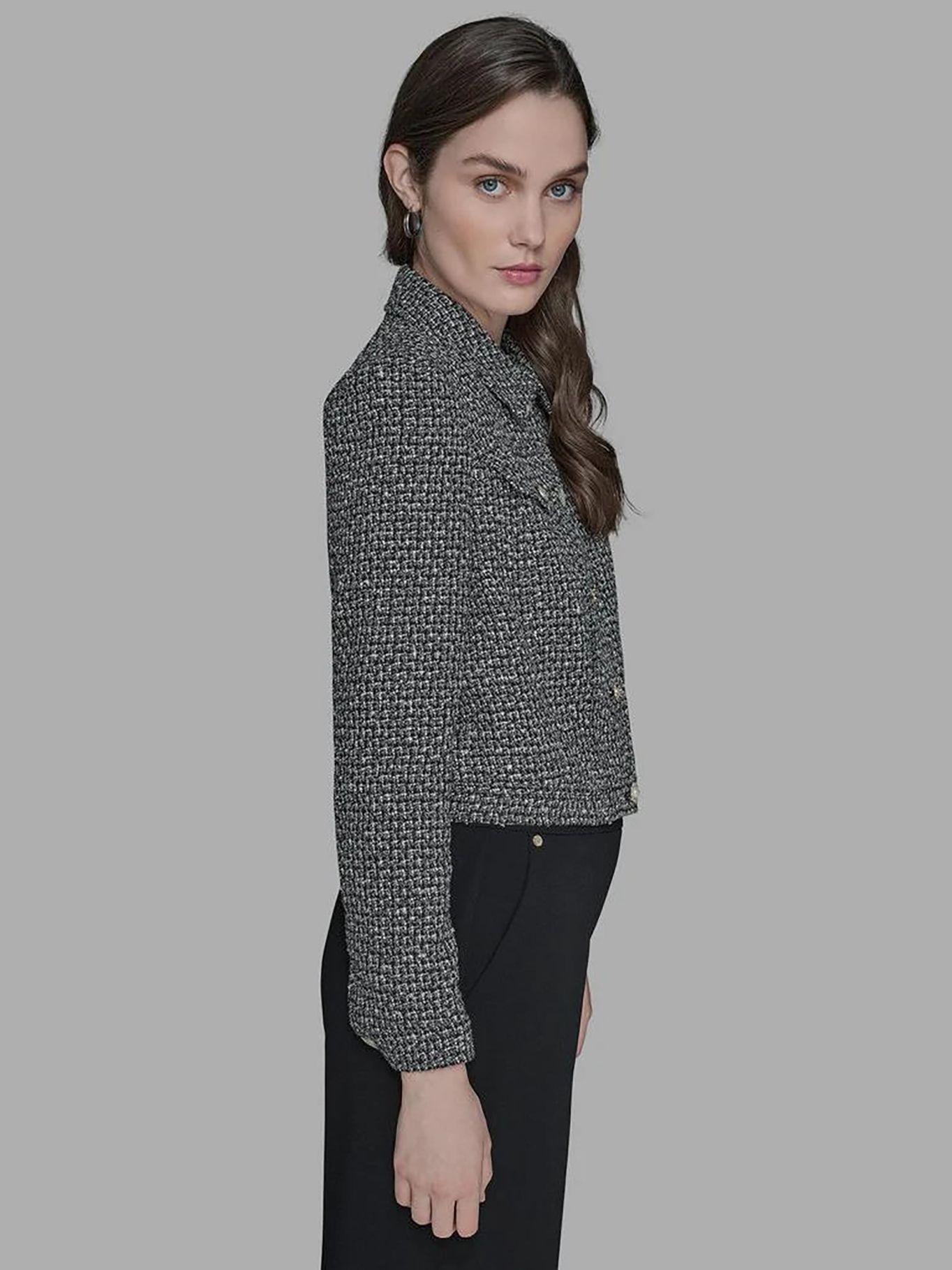 Chaqueta cropped de tweed Multicolor Karl Lagerfeld-3