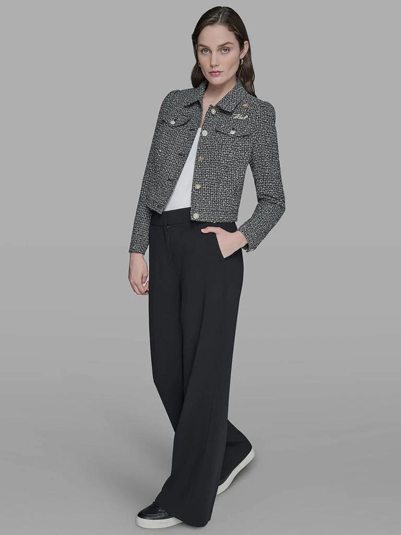 Chaqueta cropped de tweed Multicolor Karl Lagerfeld-4