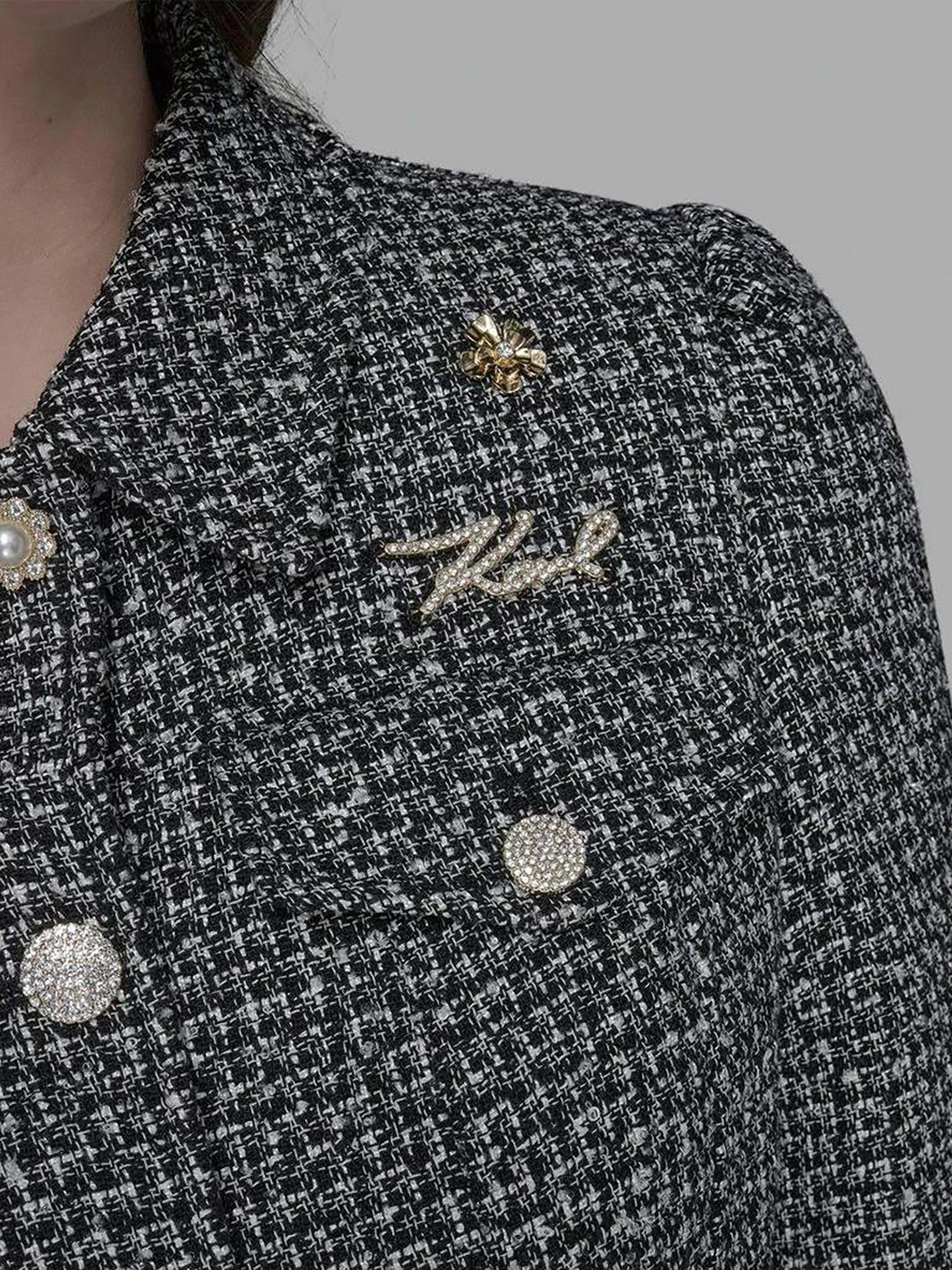 Chaqueta cropped de tweed Multicolor Karl Lagerfeld-5