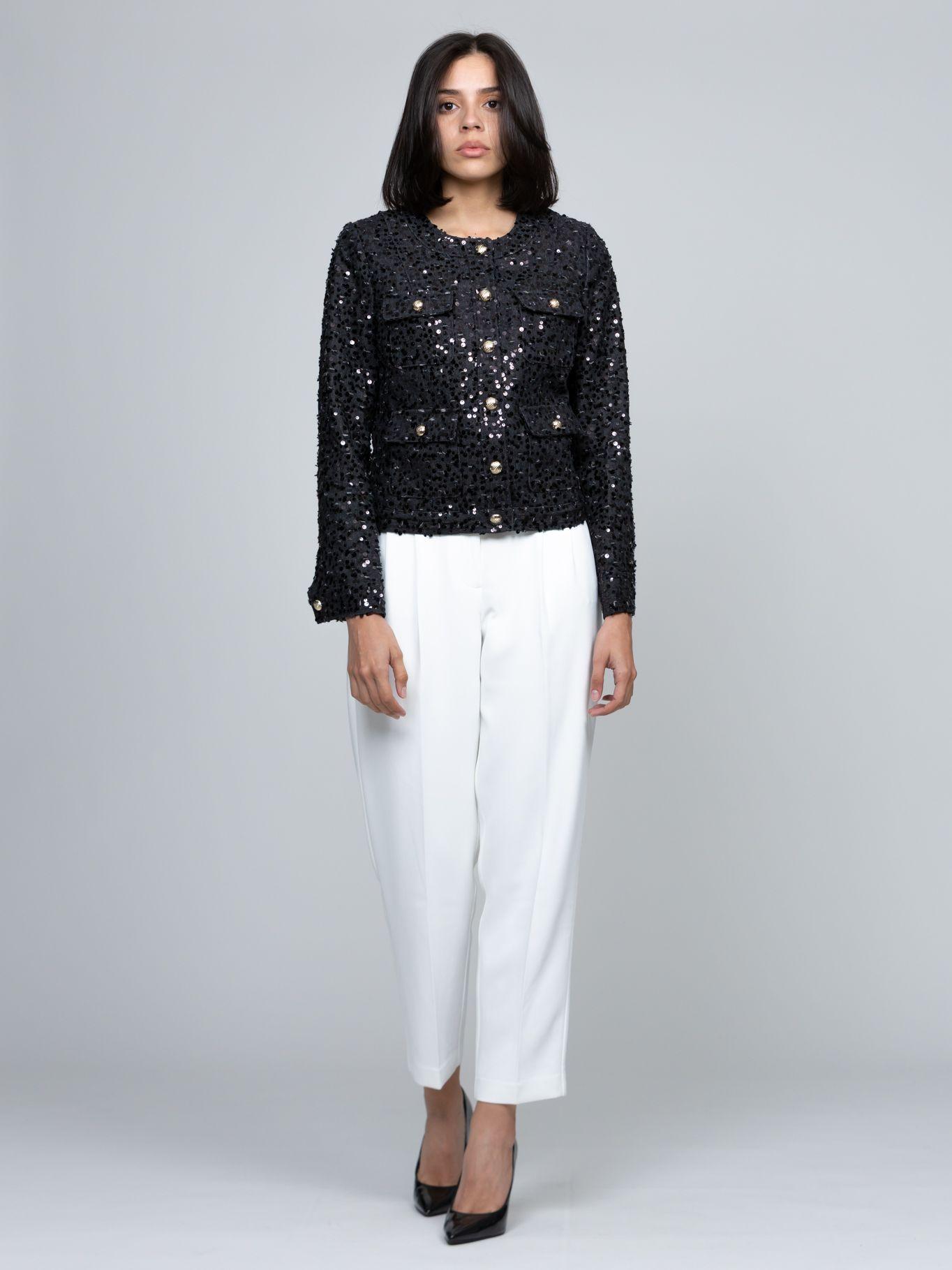 Chaqueta denim cropped lentejuelas Negro Karl Lagerfeld-1