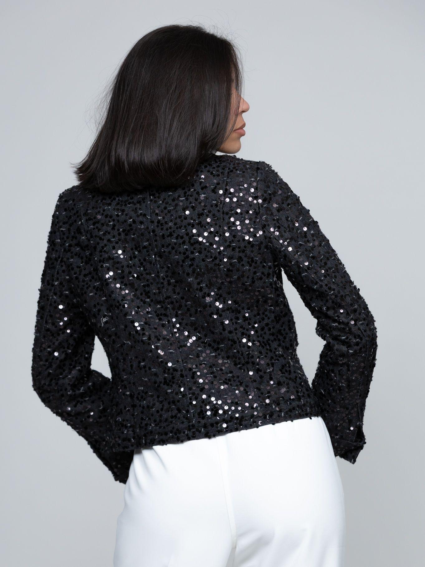 Chaqueta denim cropped lentejuelas Negro Karl Lagerfeld-3