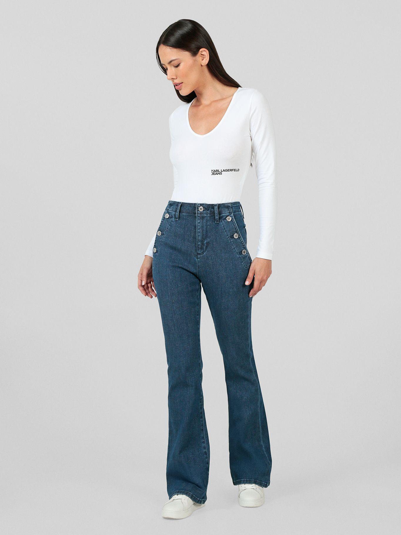 Jeans con diseño de botones Azul Karl Lagerfeld-1