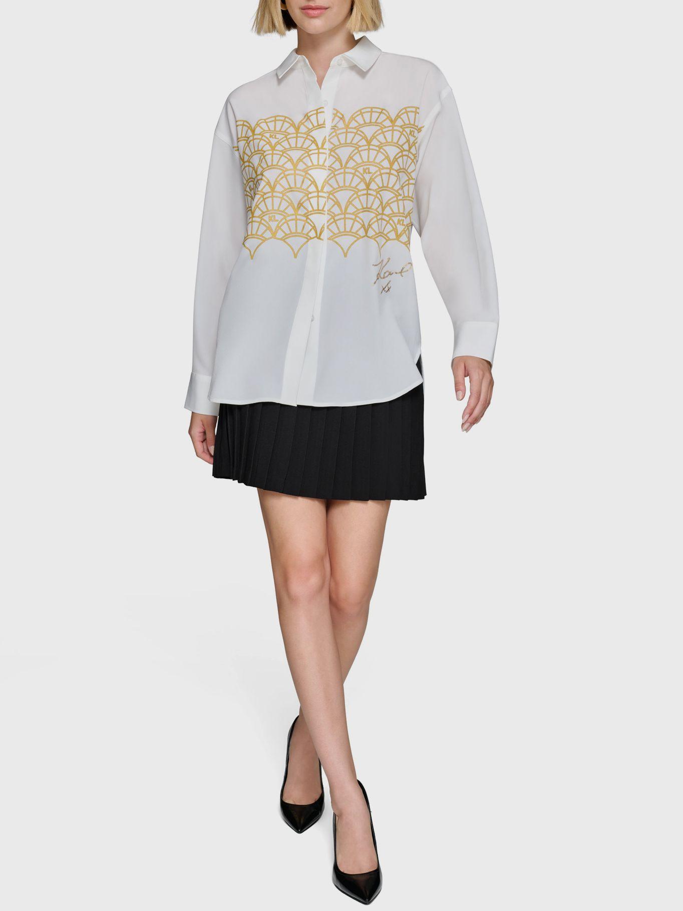 Camisa brillante con lentejuelas y diseño de abanico-3
