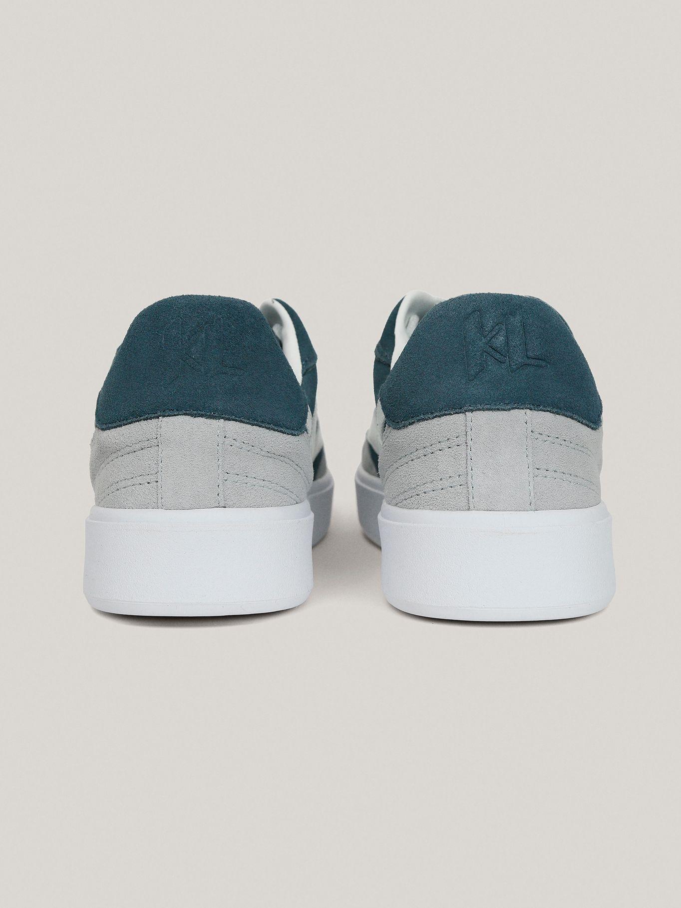 Zapatillas de cuero con detalle de gamuza Azul-1