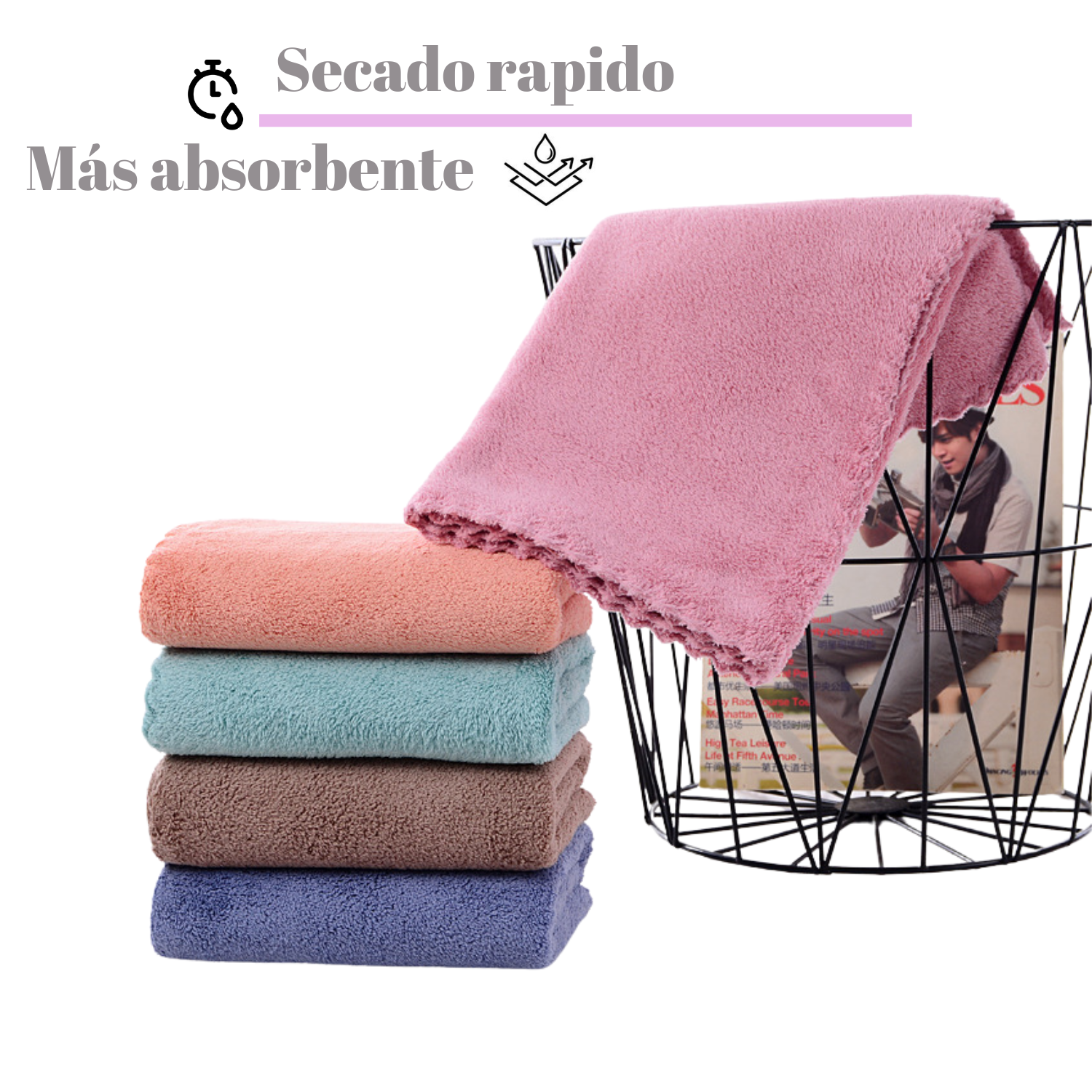 Pack 3 Toalla De Baño Surtidas Microfibra Secado Rapido Deporte Viaje-4
