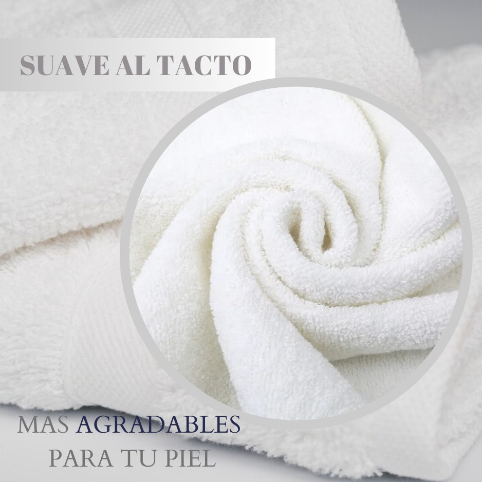 Set 3 Toallas De Baño Hotel De Algodon Blancas 70x140 370gr-5