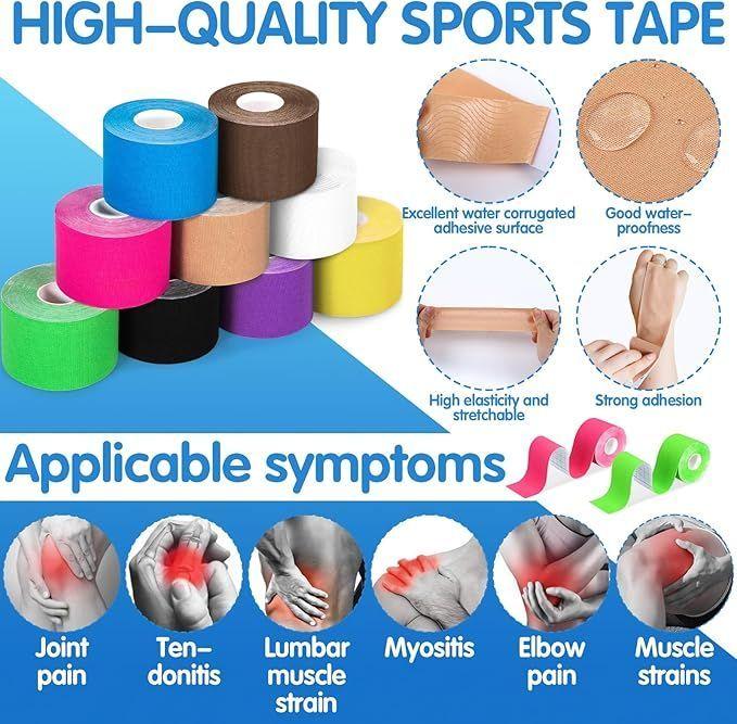Tape Cinta Kinesiologica De Recuperación 5mx5cm de Colores X2-3