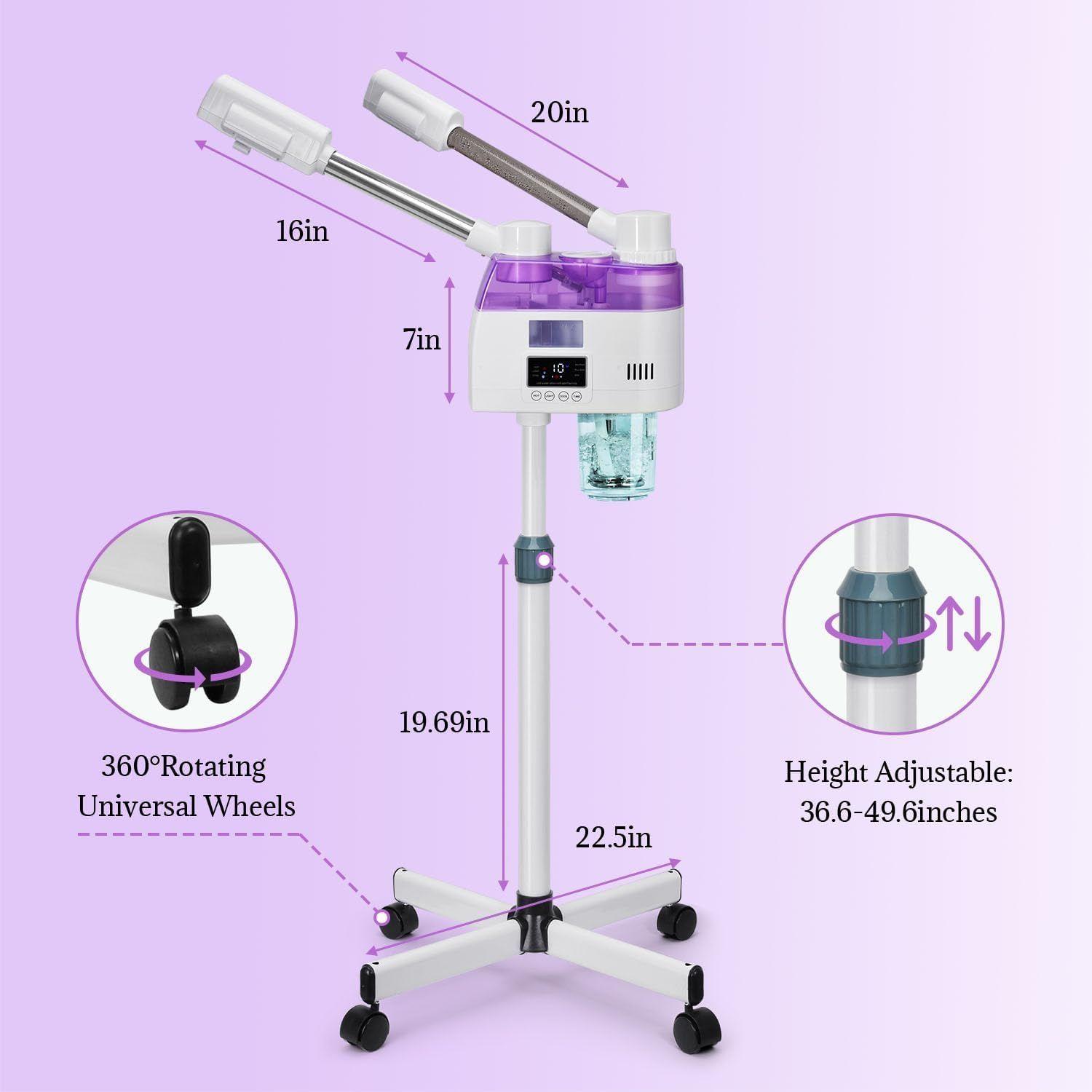 Vapor facial profesional 2 en 1, vaporizador esteticista con niebla fría y caliente-3