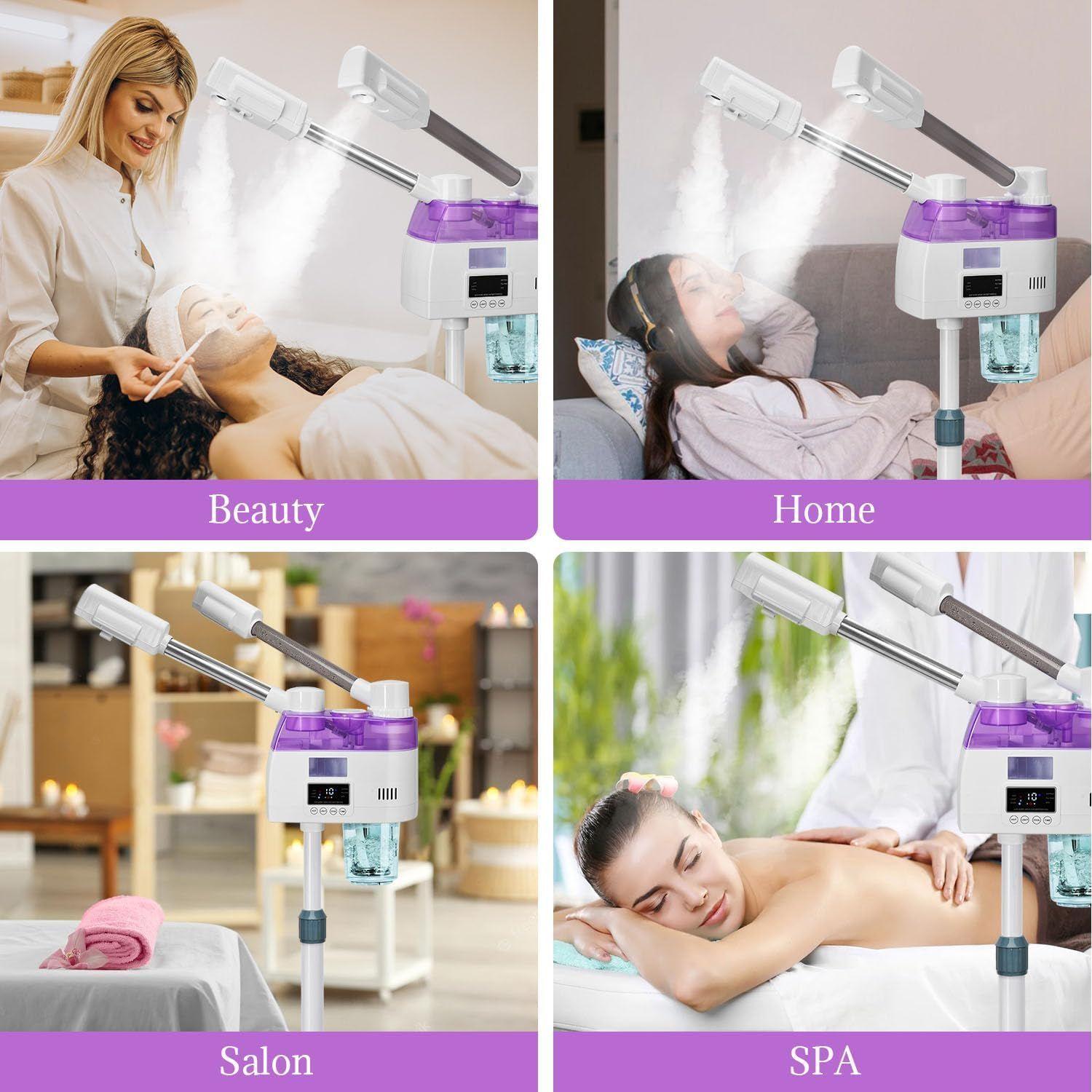 Vapor facial profesional 2 en 1, vaporizador esteticista con niebla fría y caliente-4